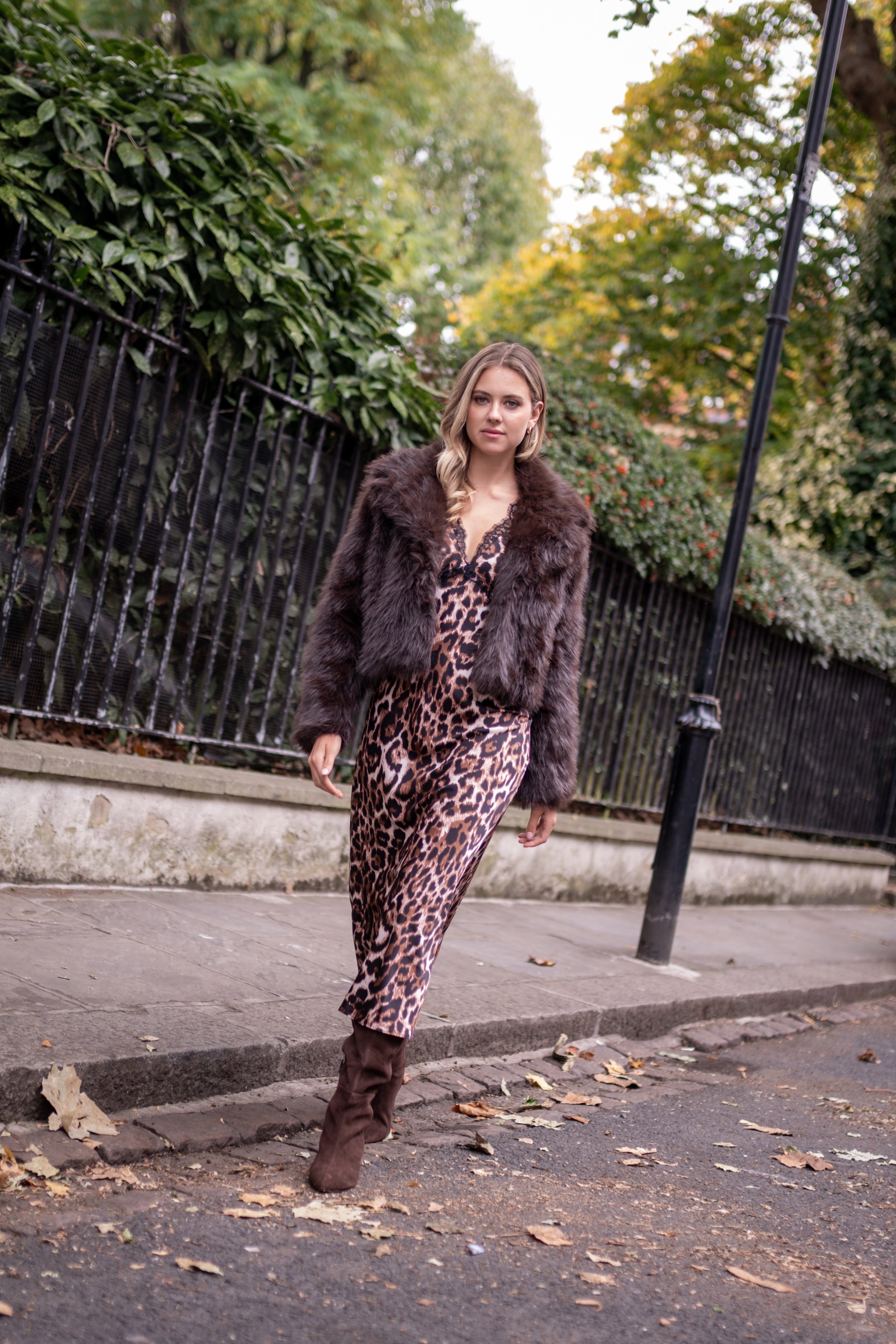 Chocolate Faux Fur Lapel Short Jacket