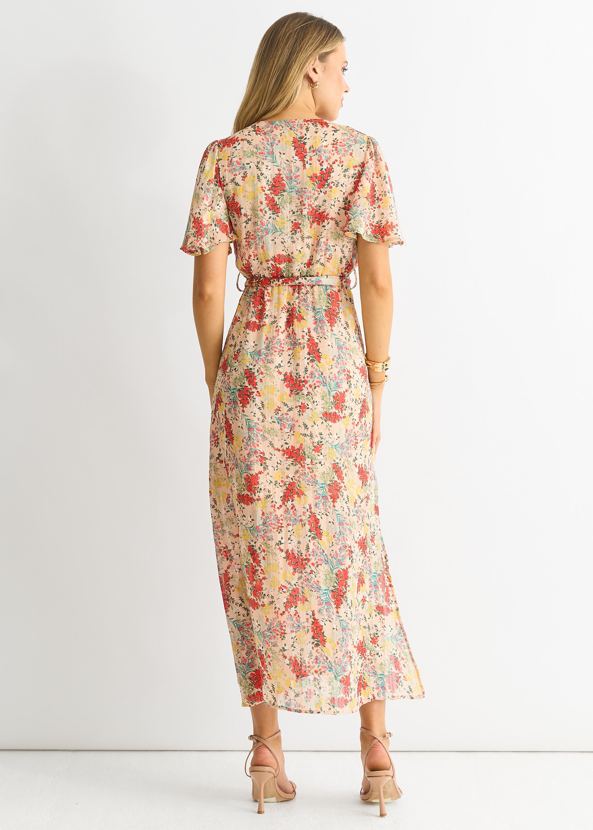 Floral Jacquard Chiffon Midi Dress