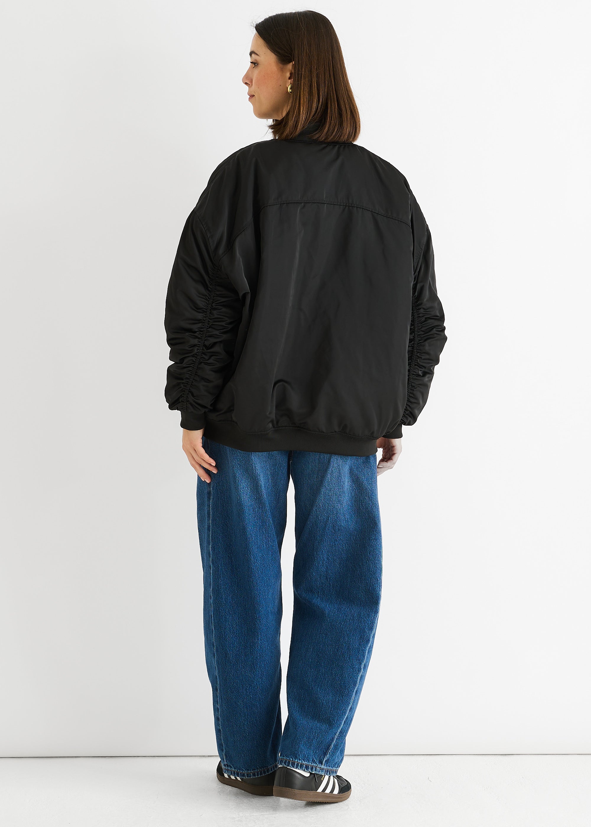 Black Padded Oversized Bomber Jacket