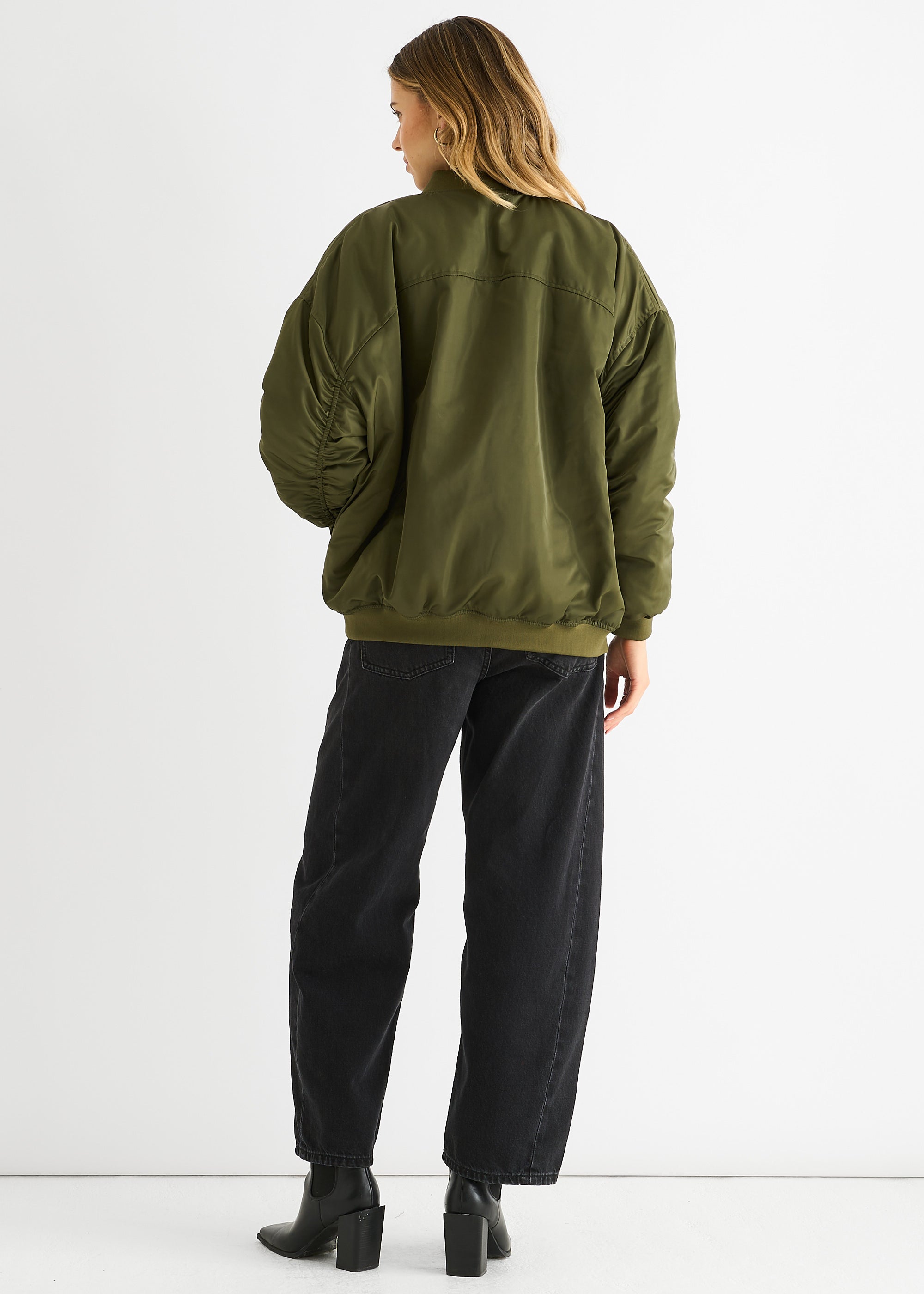 Khaki Padded Oversized Bomber Jacket