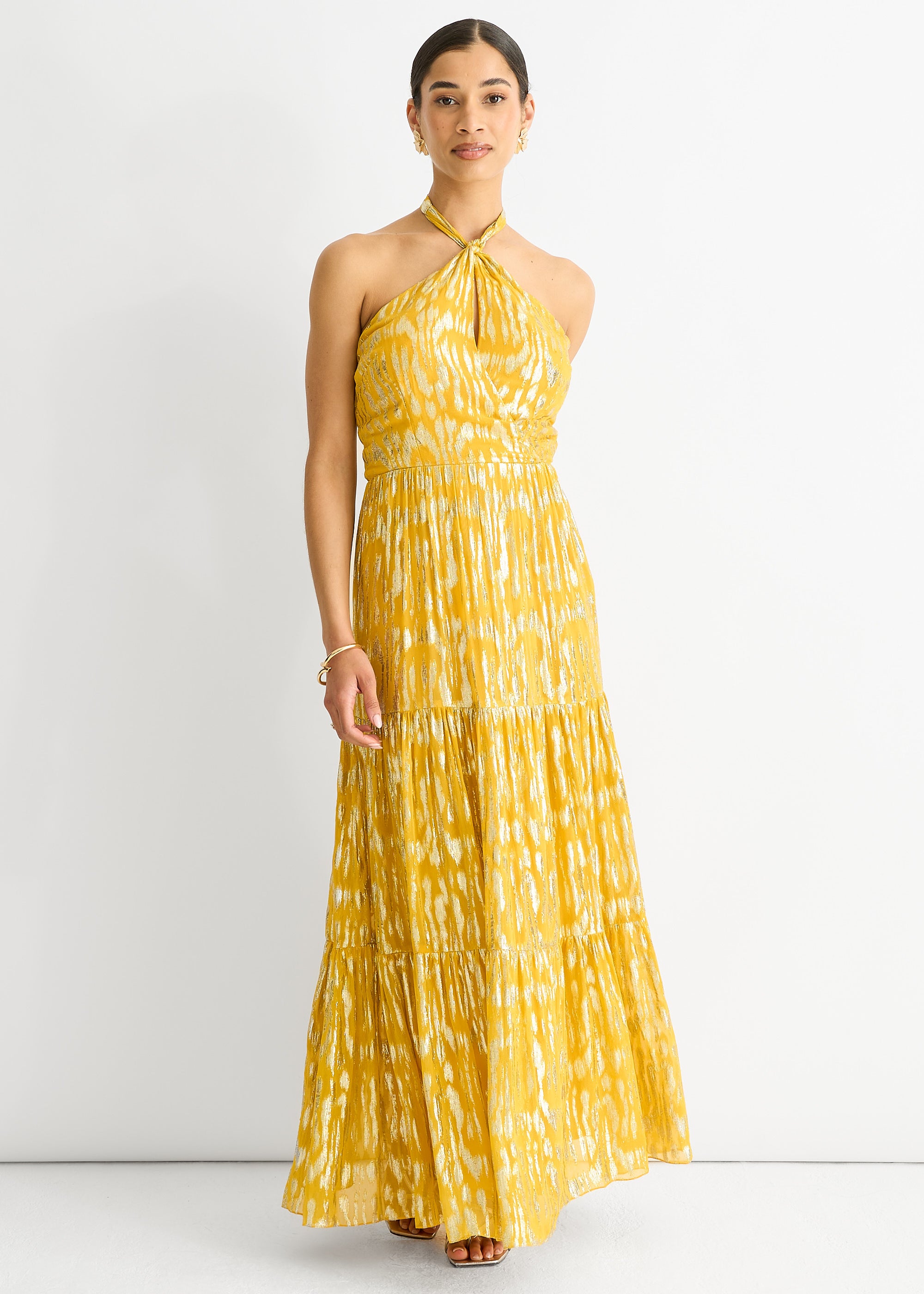 Animal Jacquard Halter Neck Maxi dress