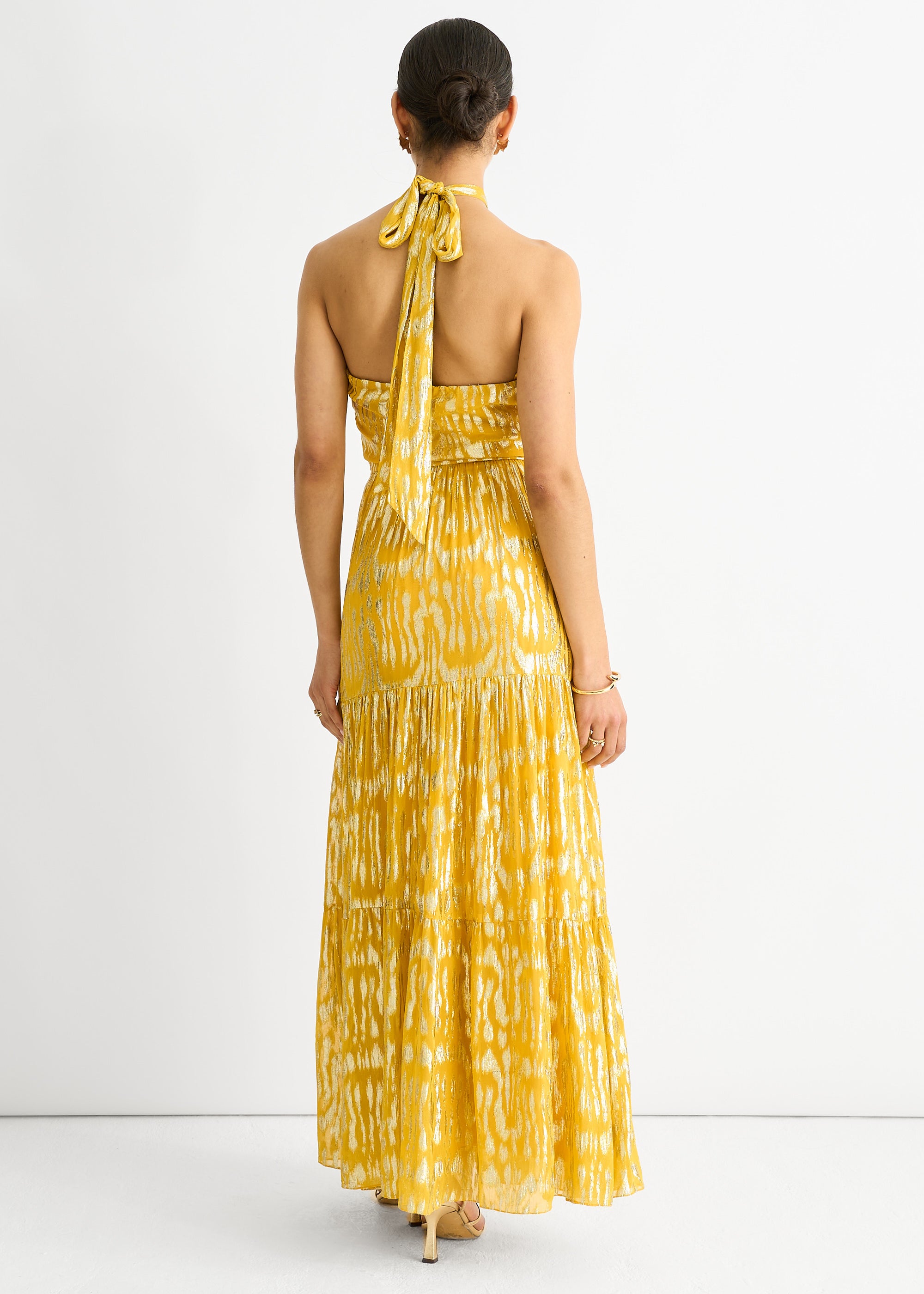Animal Jacquard Halter Neck Maxi dress
