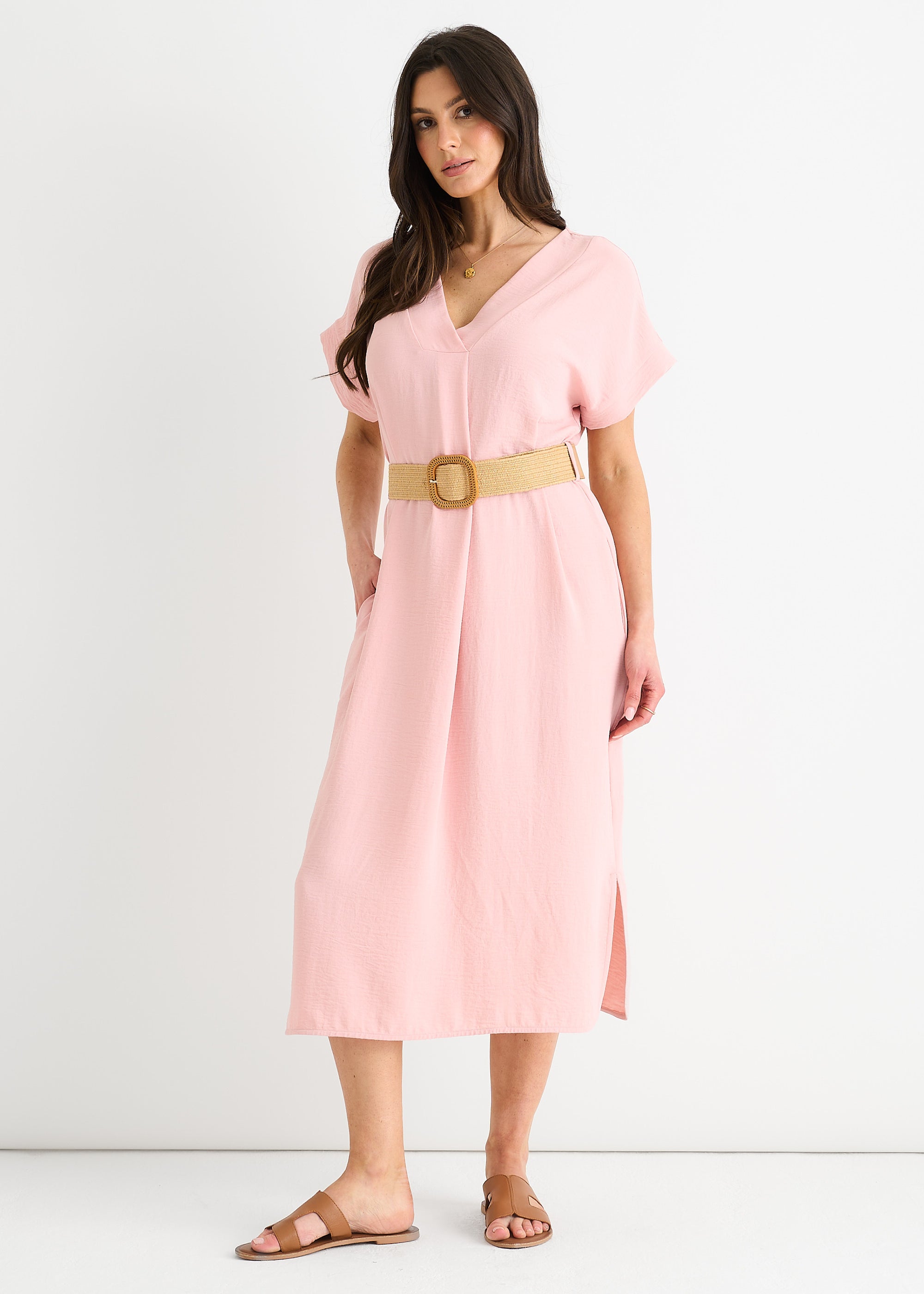 Blush Air Flow Belted Oversized Dress