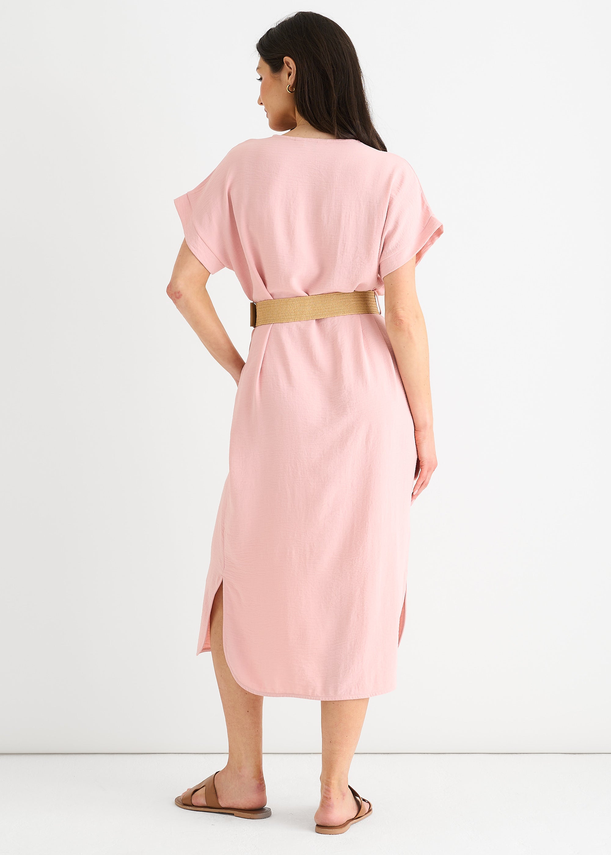 Blush Air Flow Belted Oversized Dress