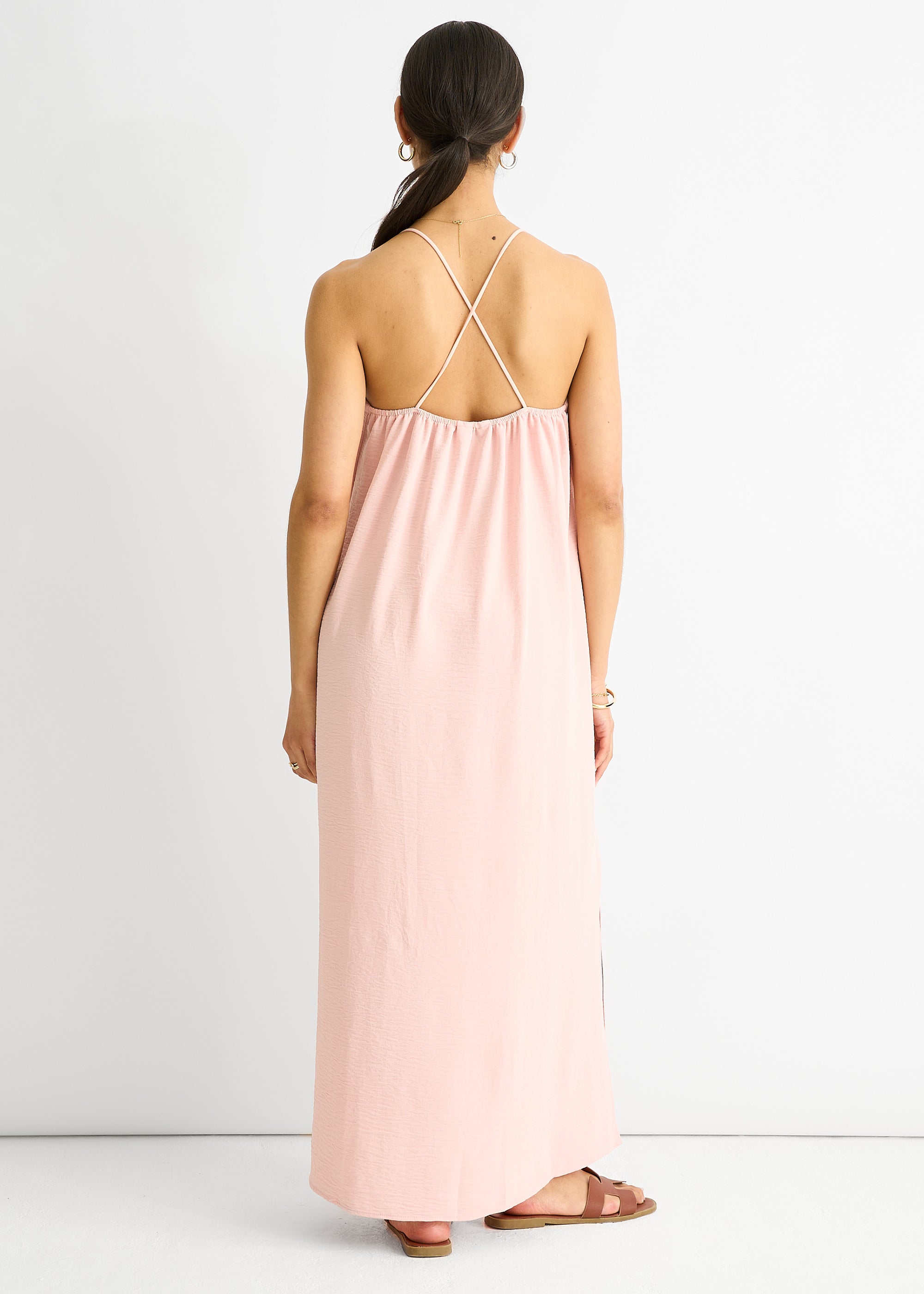 Blush Strappy Cross Back Airflow Oversized dress