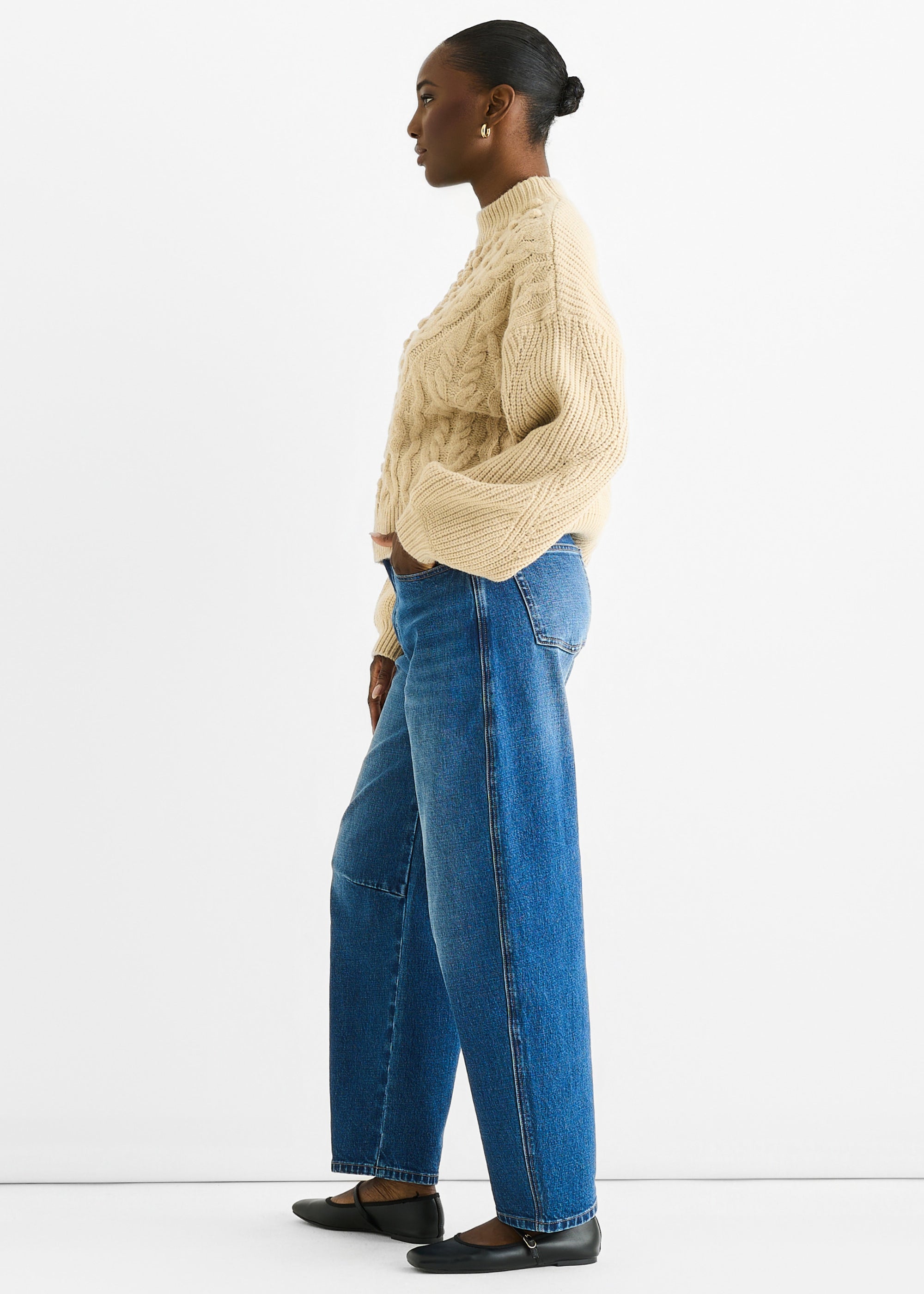 Beige Chunky Knit Oversized Jumper