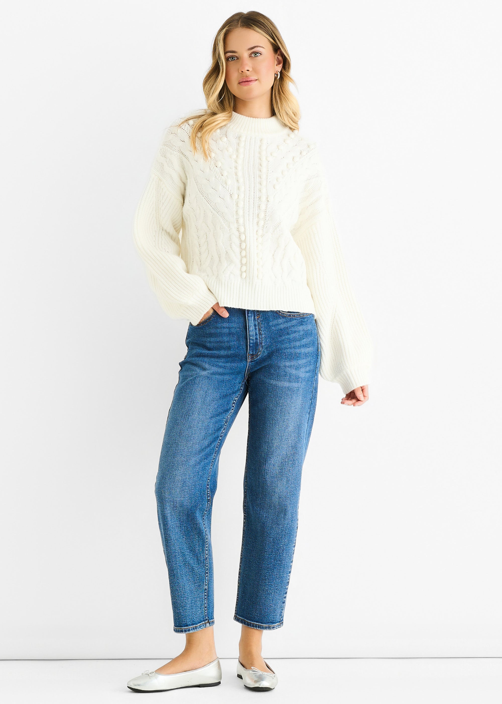 White Chunky Knit Oversized Jumper