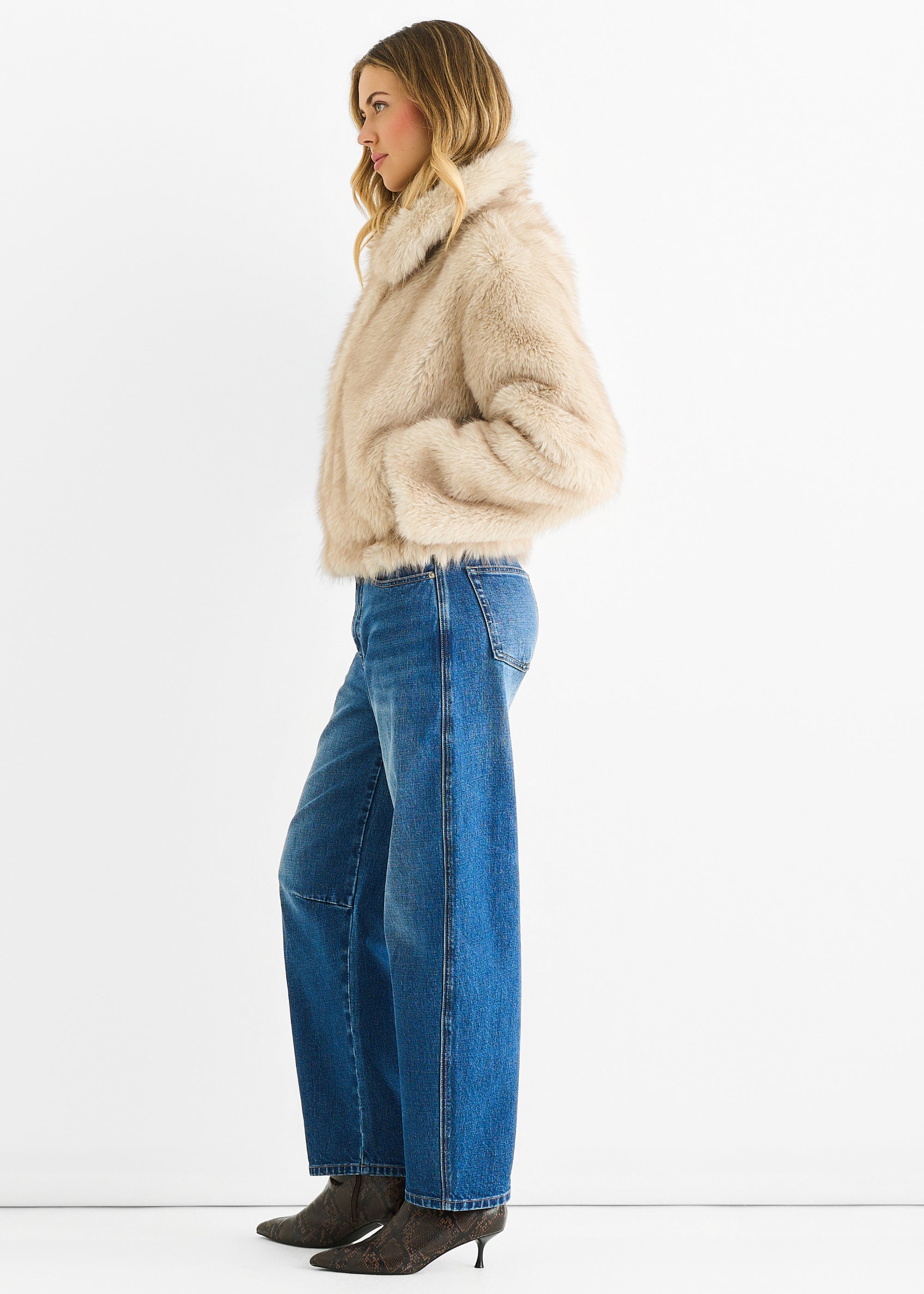 Beige Premium Ombre Faux Fur Jacket