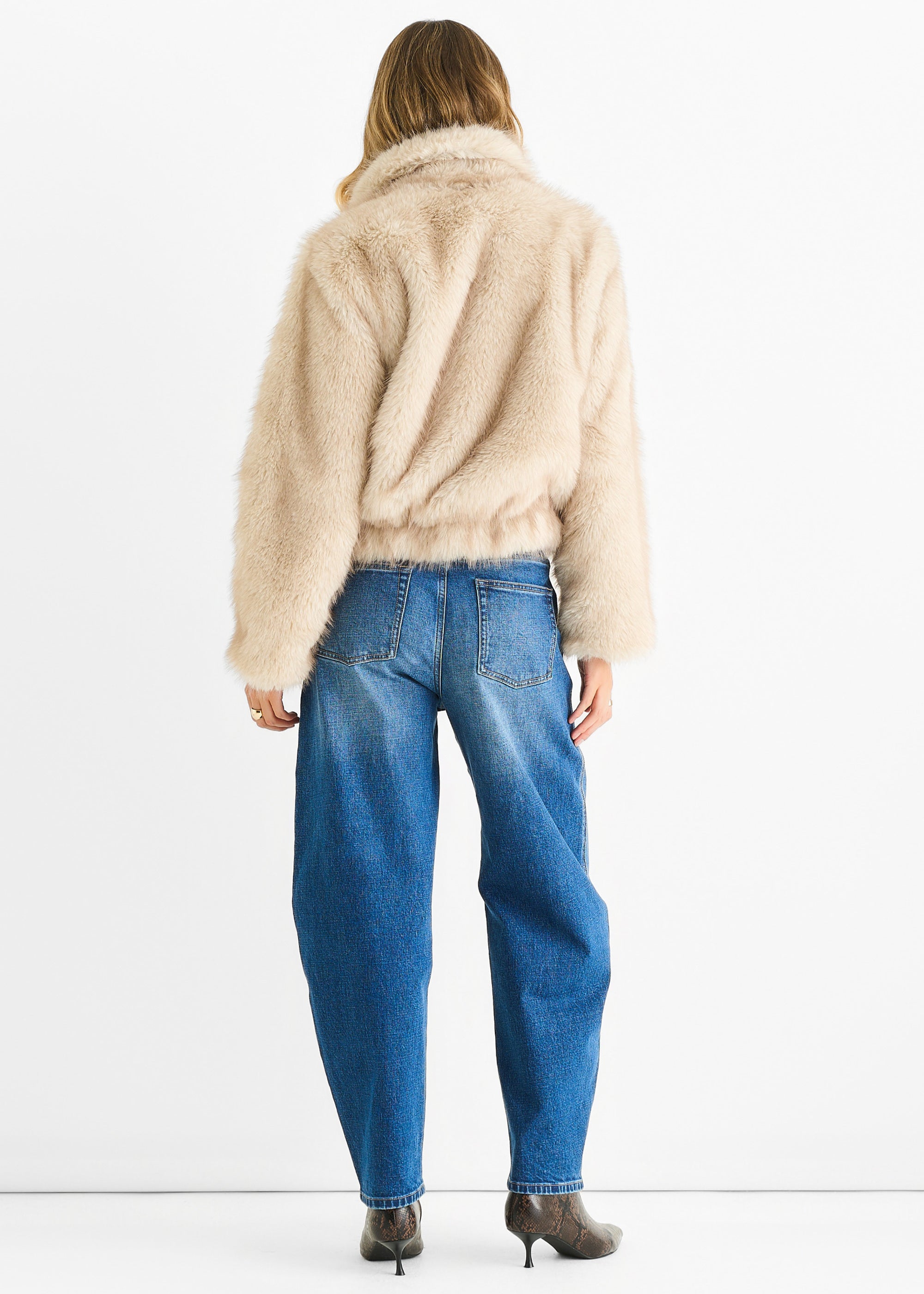 Beige Premium Ombre Faux Fur Jacket