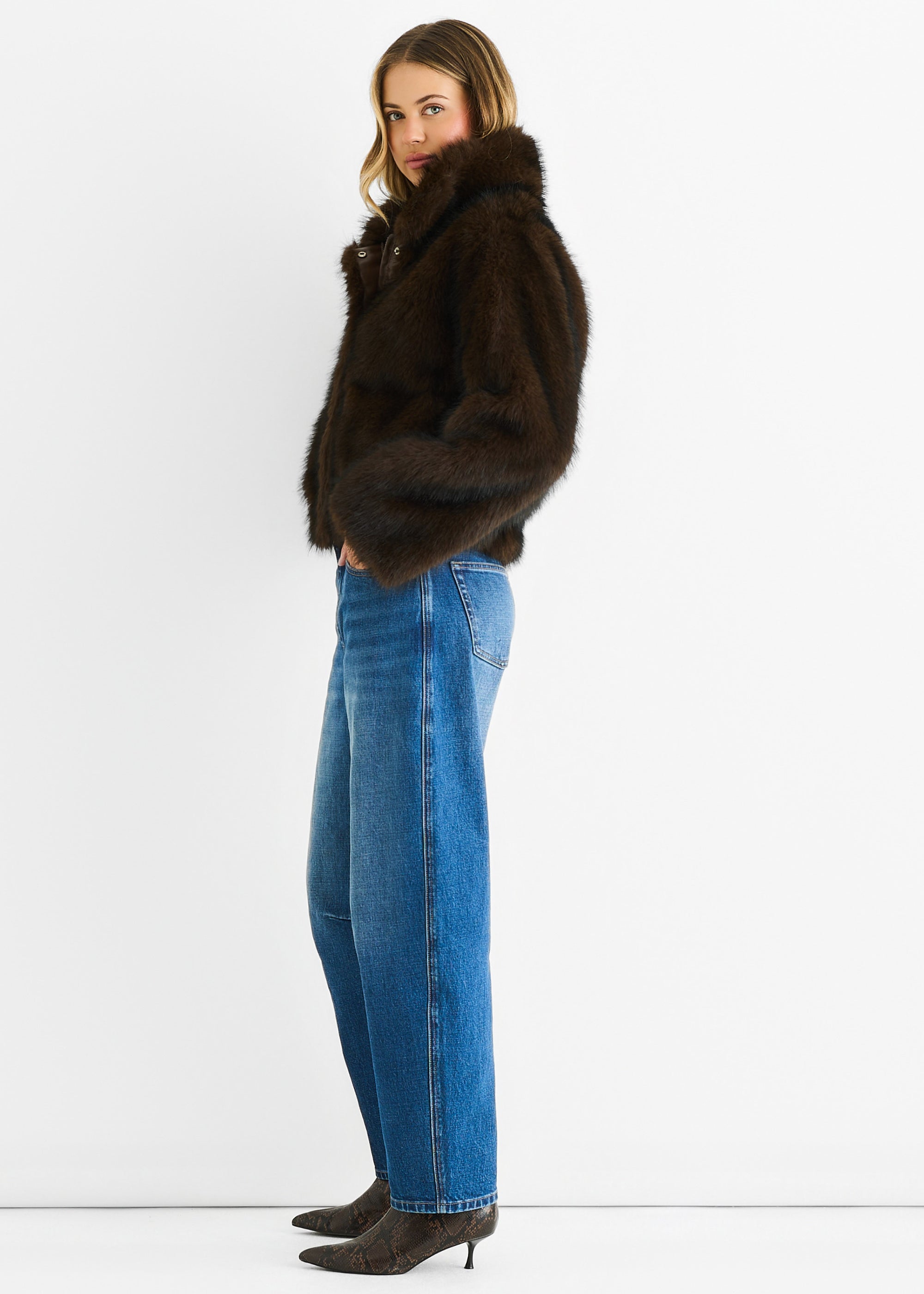 Coffee Premium Ombre Faux Fur Jacket