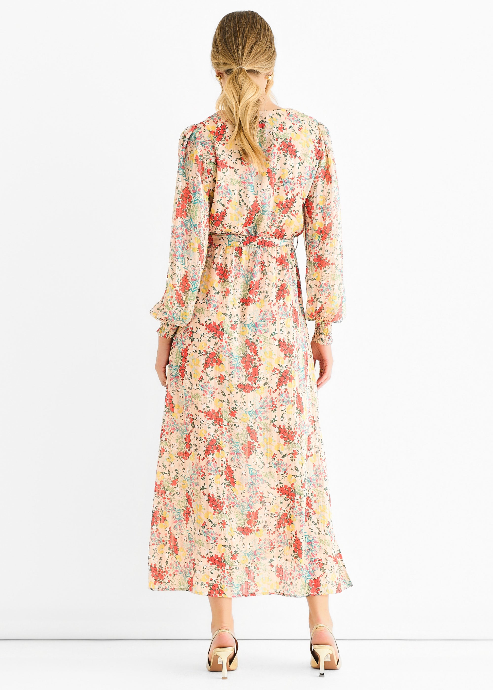 Multi Jacquard Chiffon Midi Dress