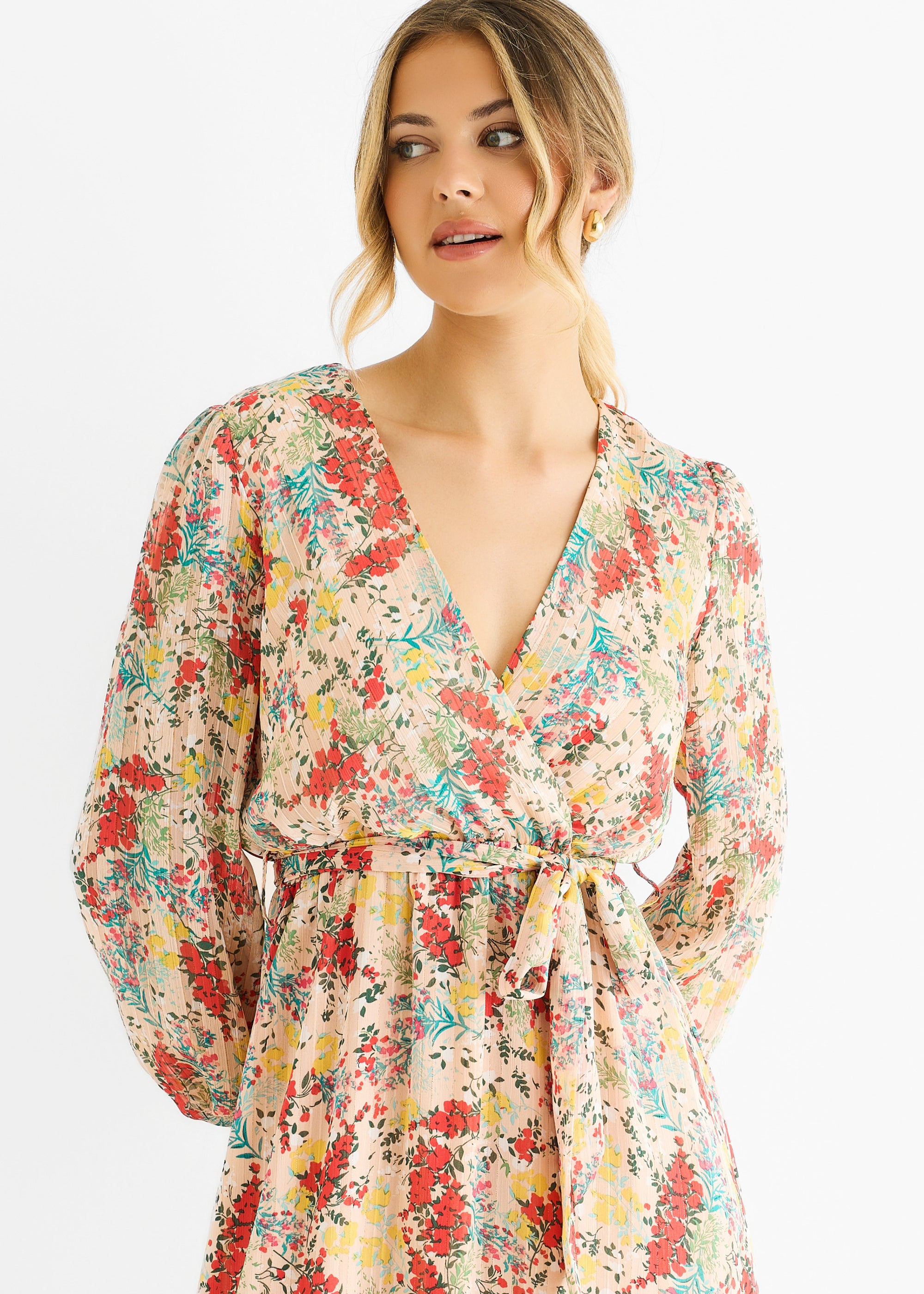 Multi Jacquard Chiffon Midi Dress