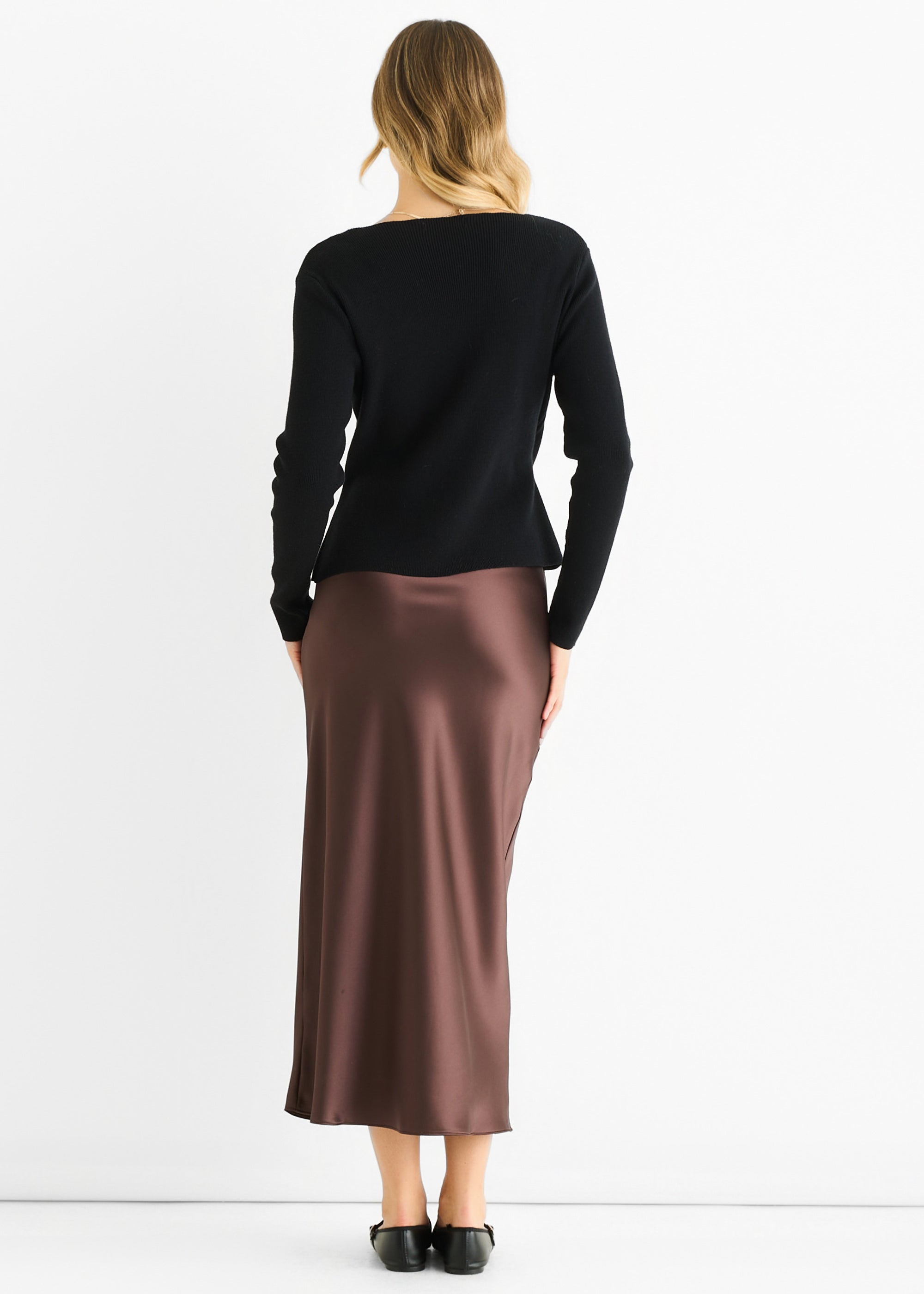 Black Button Wrap Compact Knit Cardigan