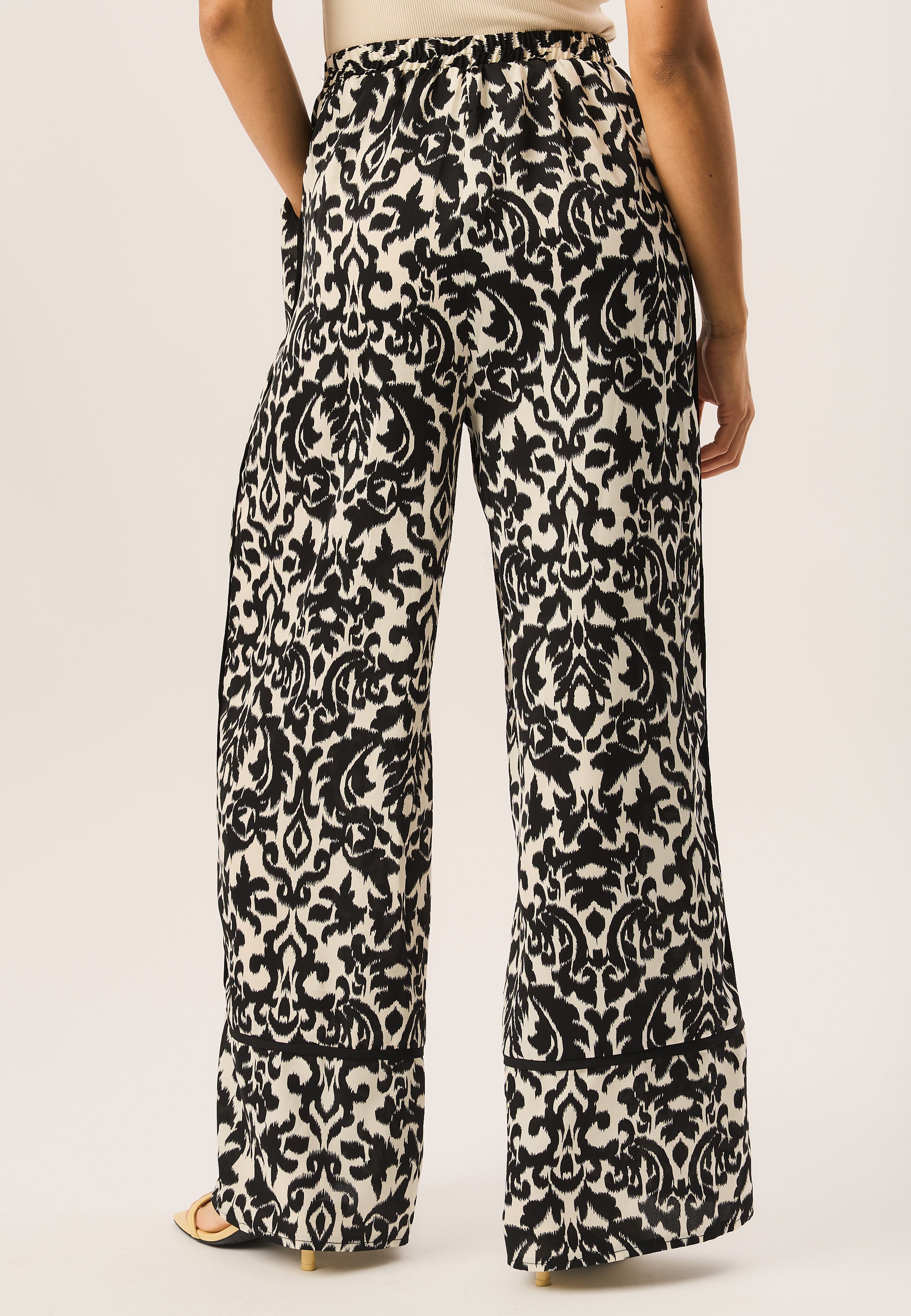 Mono Ikat Print Wide Leg Trousers