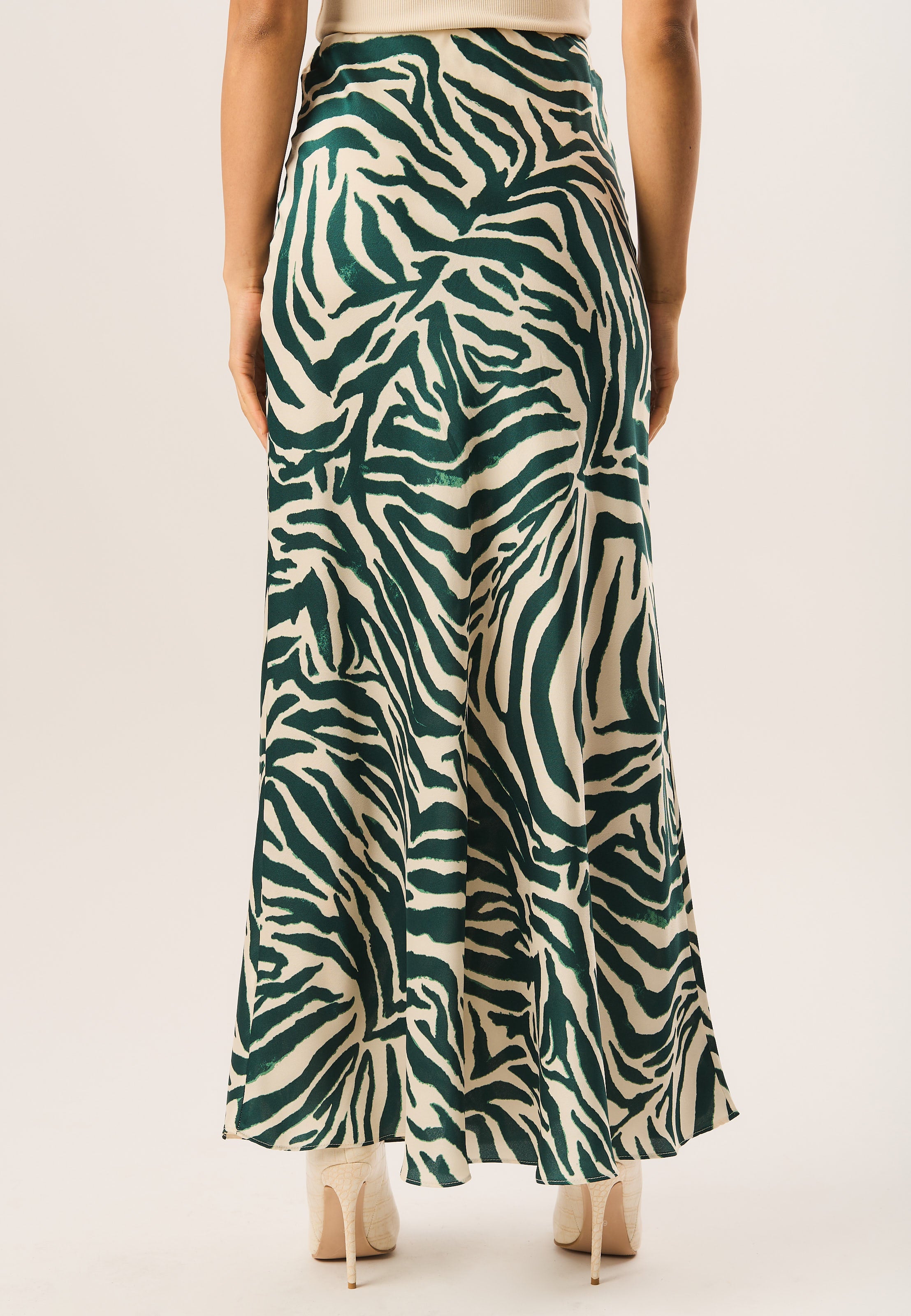 Green Zebra Bias Maxi Skirt