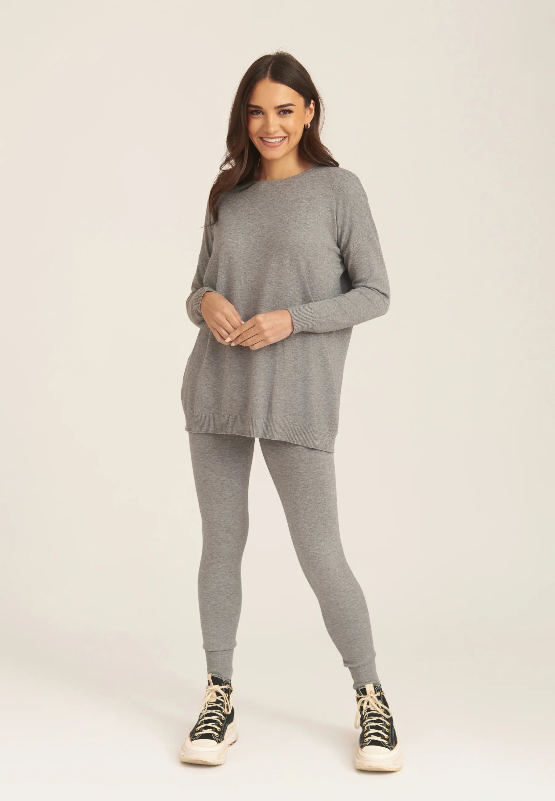 Grey Soft Touch Crew Neck Oversized Top