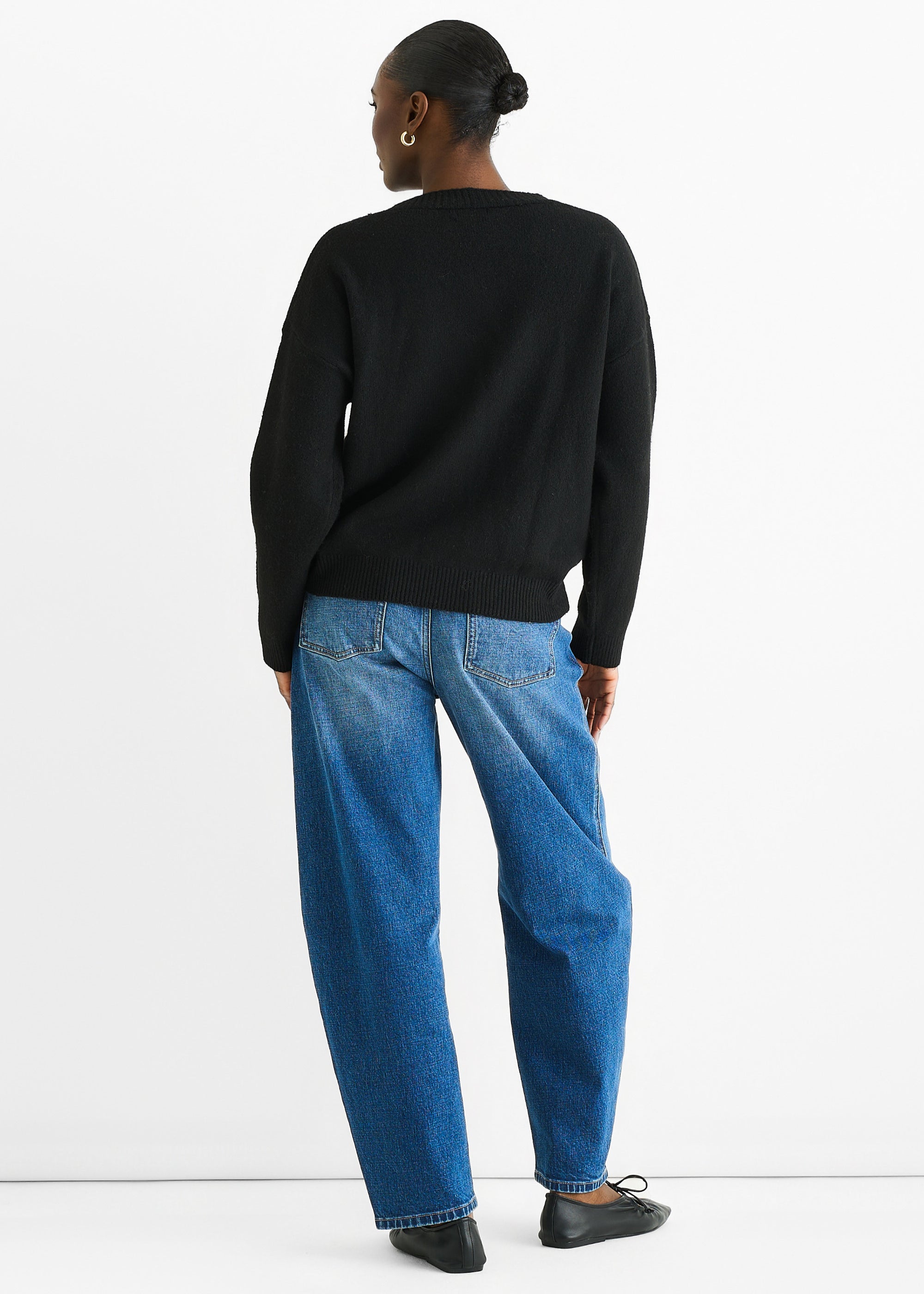 Black Floral Appliqué Wool Mix Cardigan