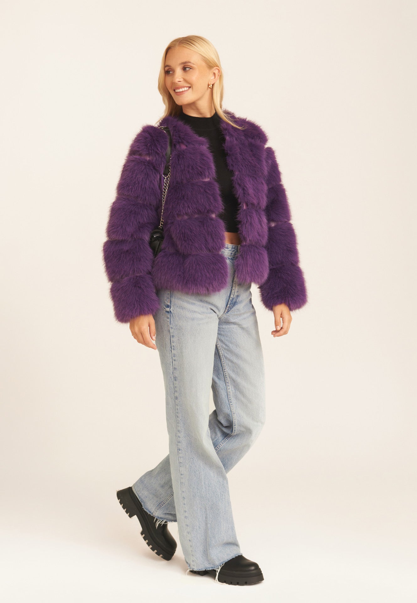 Purple Soft Touch Faux Fur Jacket