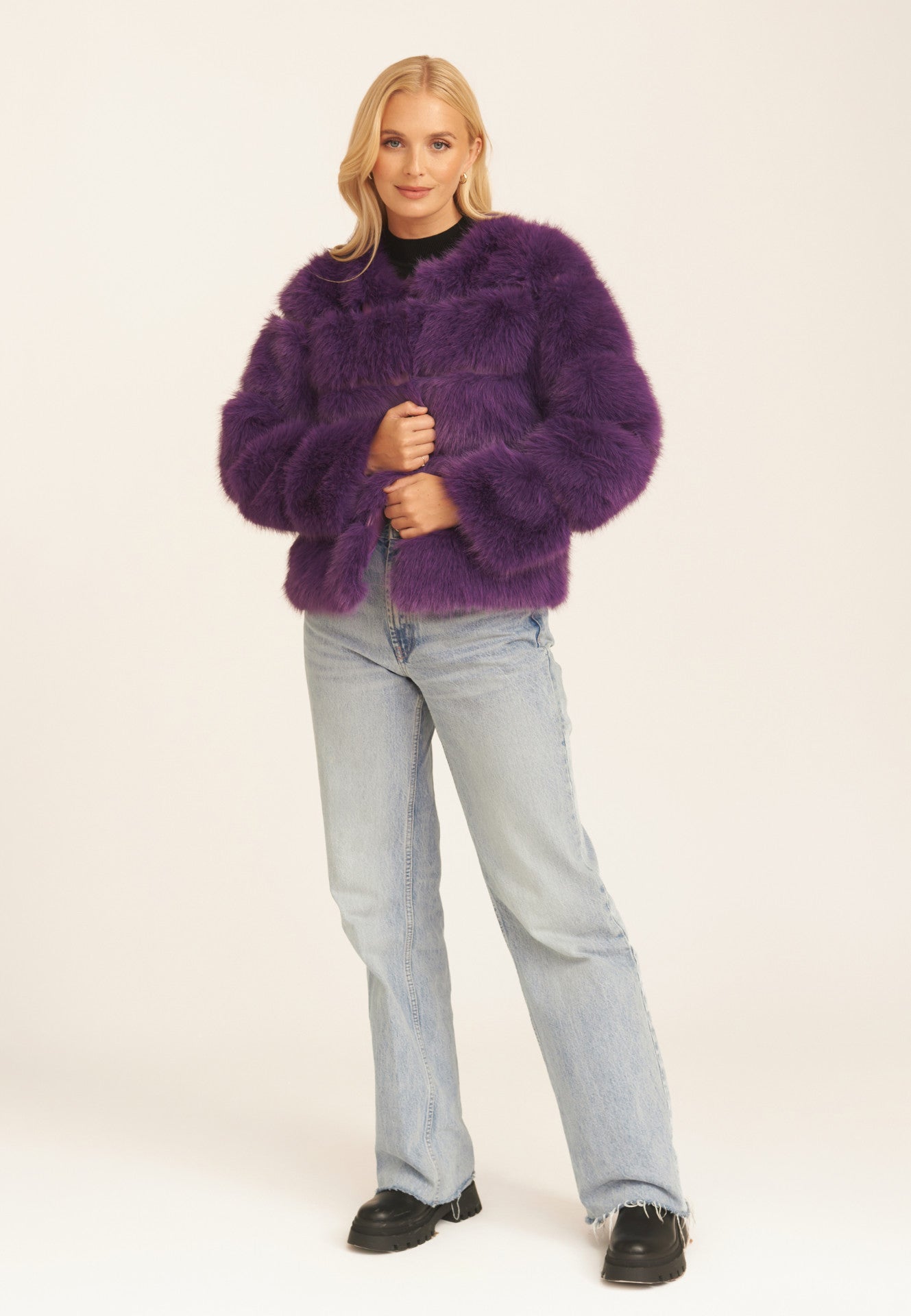 Purple Soft Touch Faux Fur Jacket