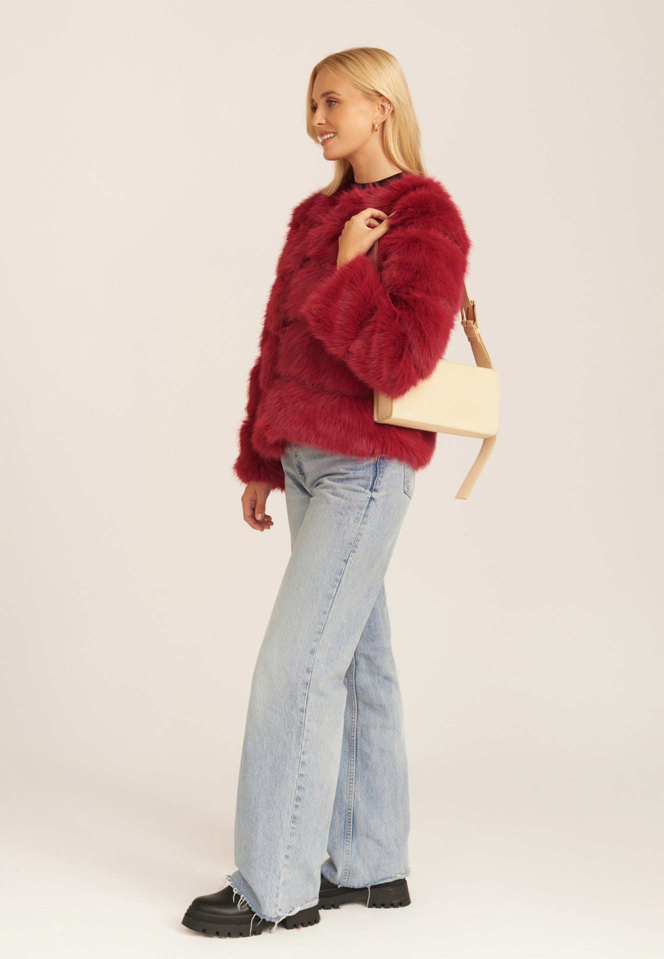 Red Soft Touch Faux Fur Jacket
