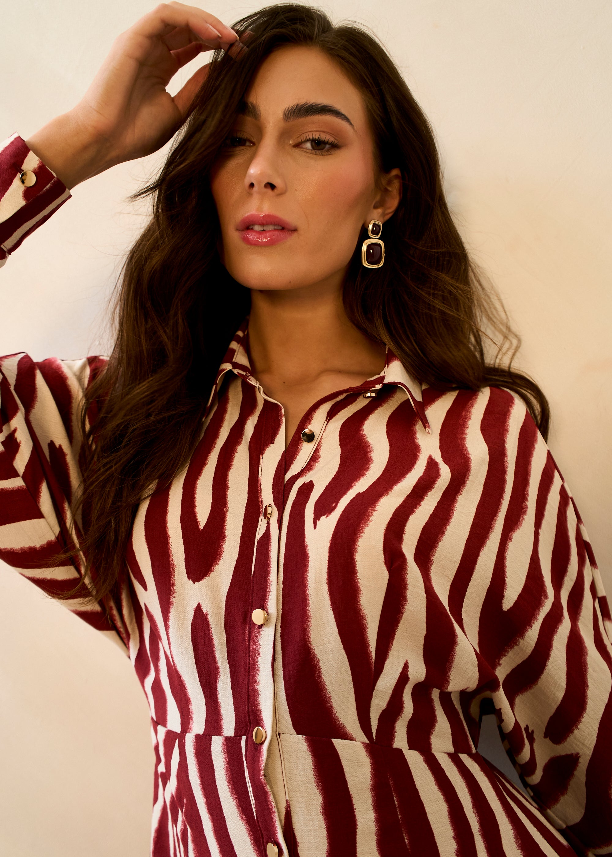 Burgundy Striped Shirt Dress Burgundy Zebra Print Batwing Sleeve Shirt Dress Gini London Burgundy Striped Shirt Dress Burgundy Zebra Print Batwing Sleeve Shirt Dress Gini London