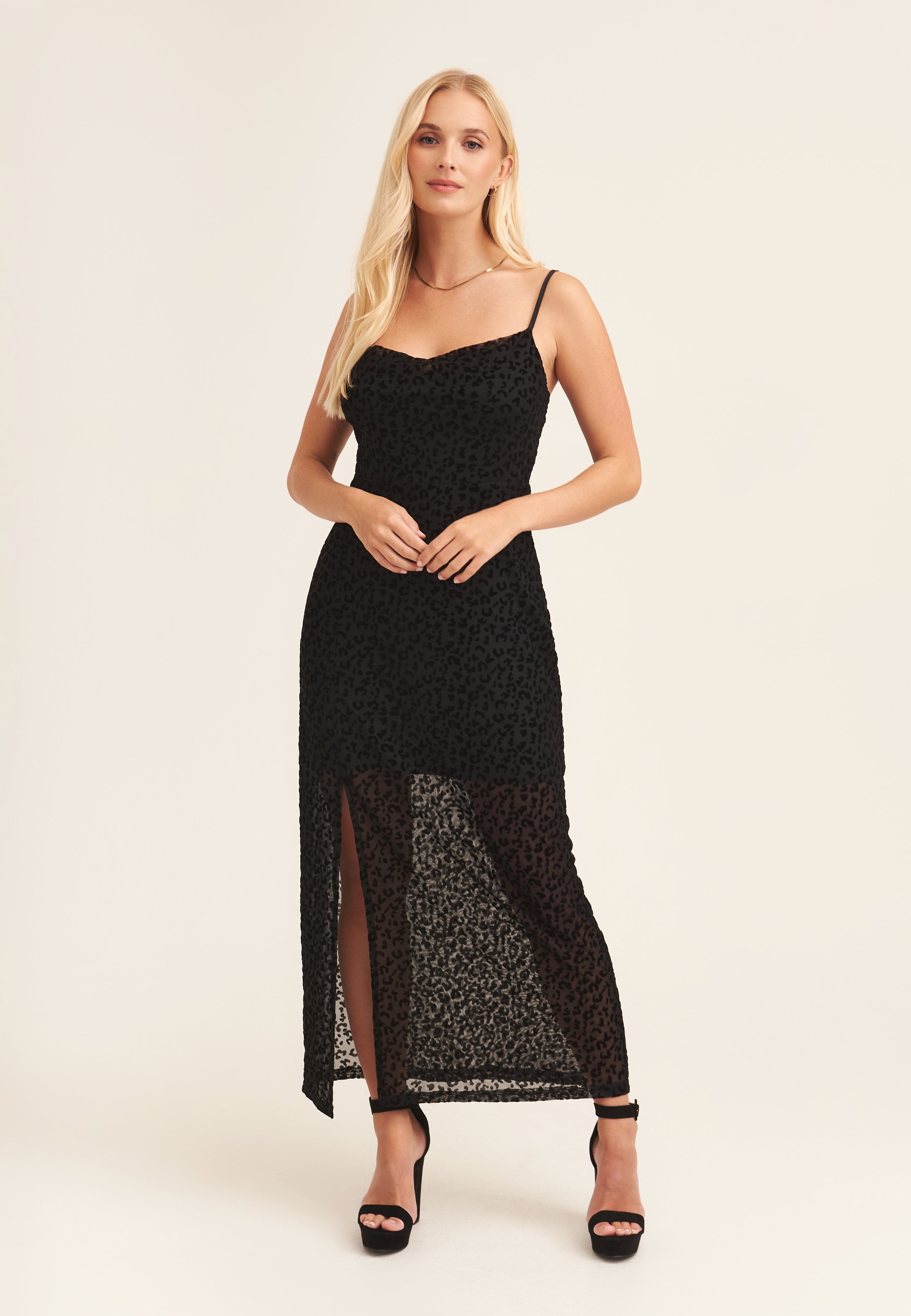 Animal Cowl Midi Dress