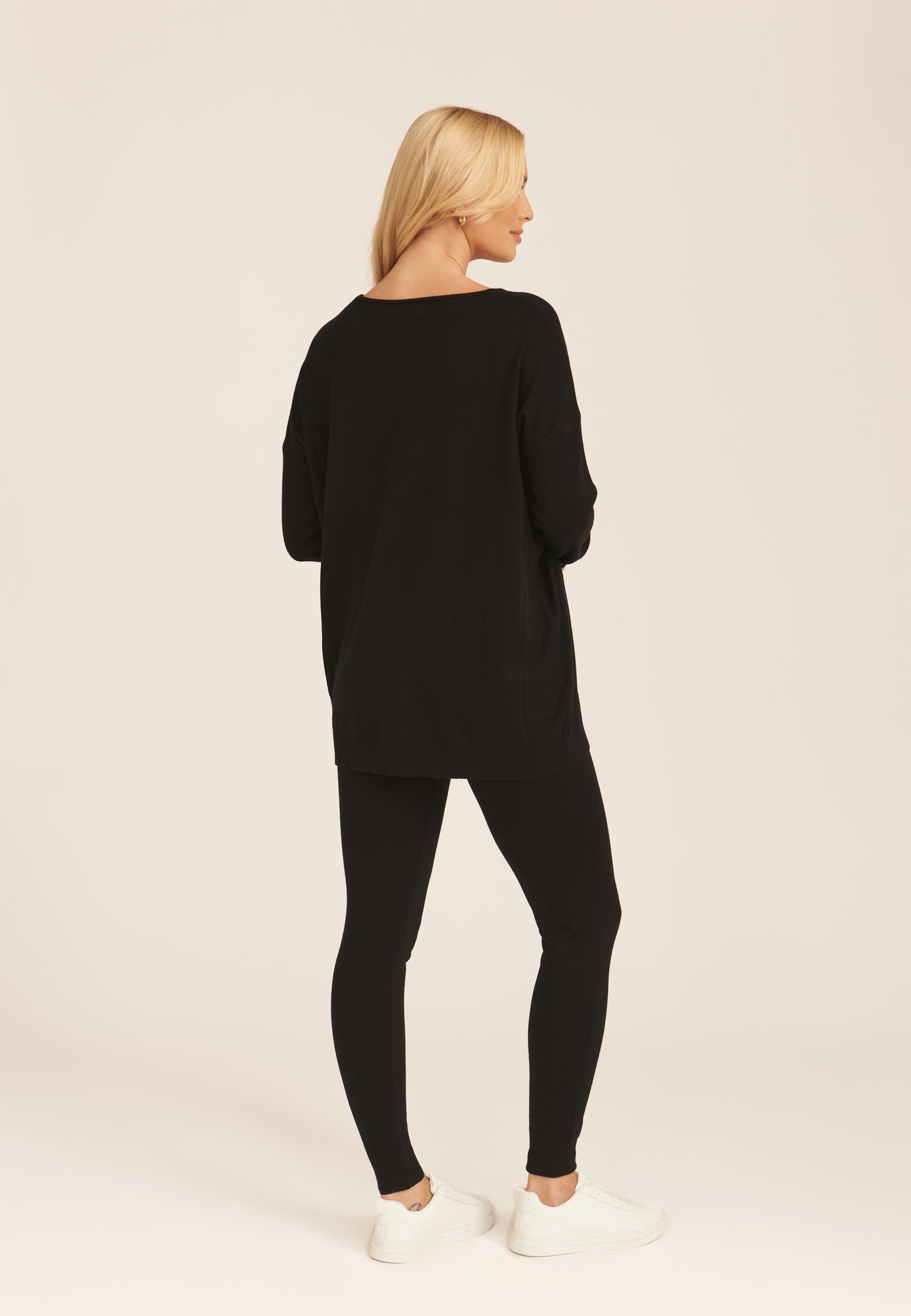 Black Soft Touch Crew Neck Oversized Top