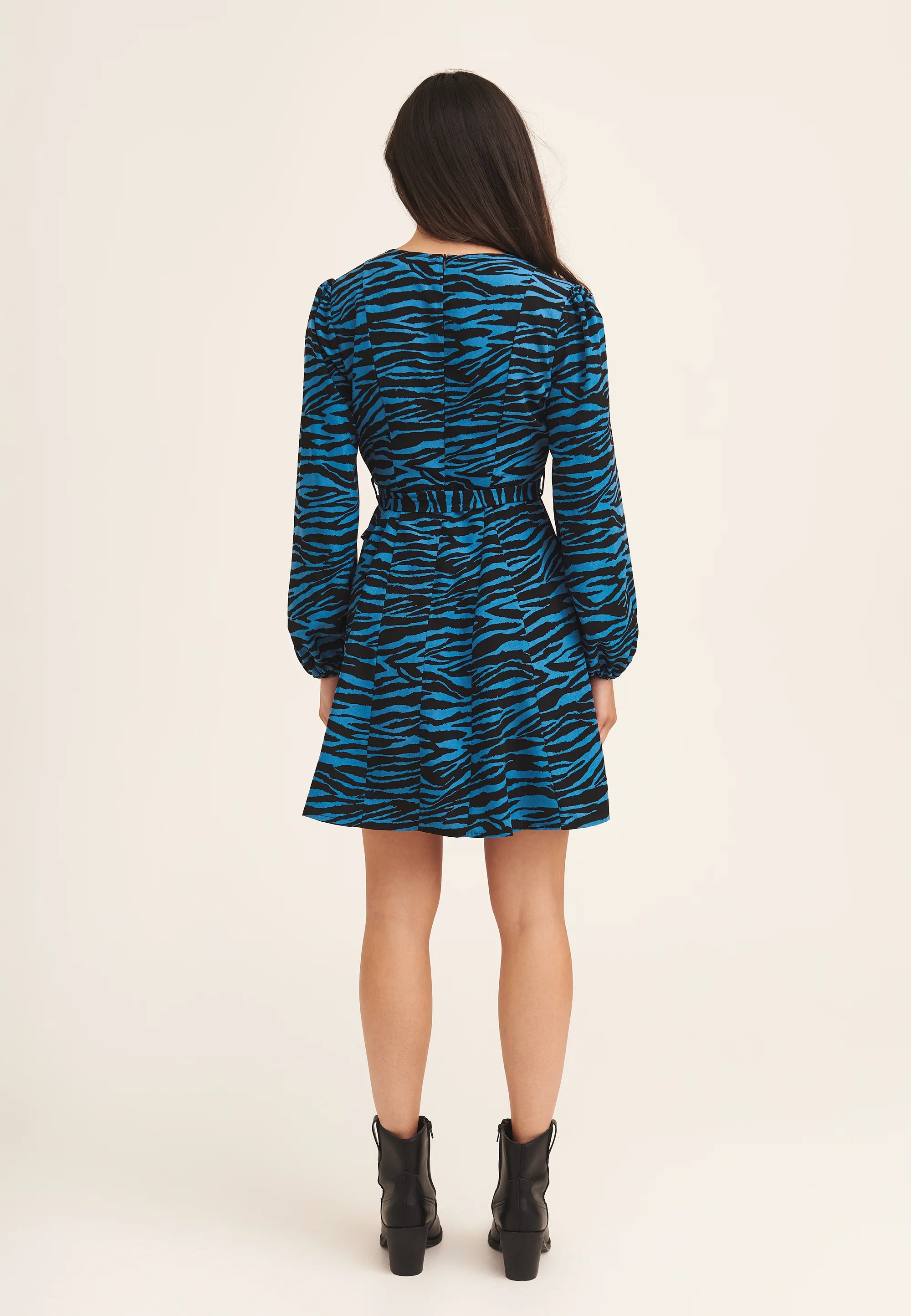 Blue Zebra Godet Mini Dress