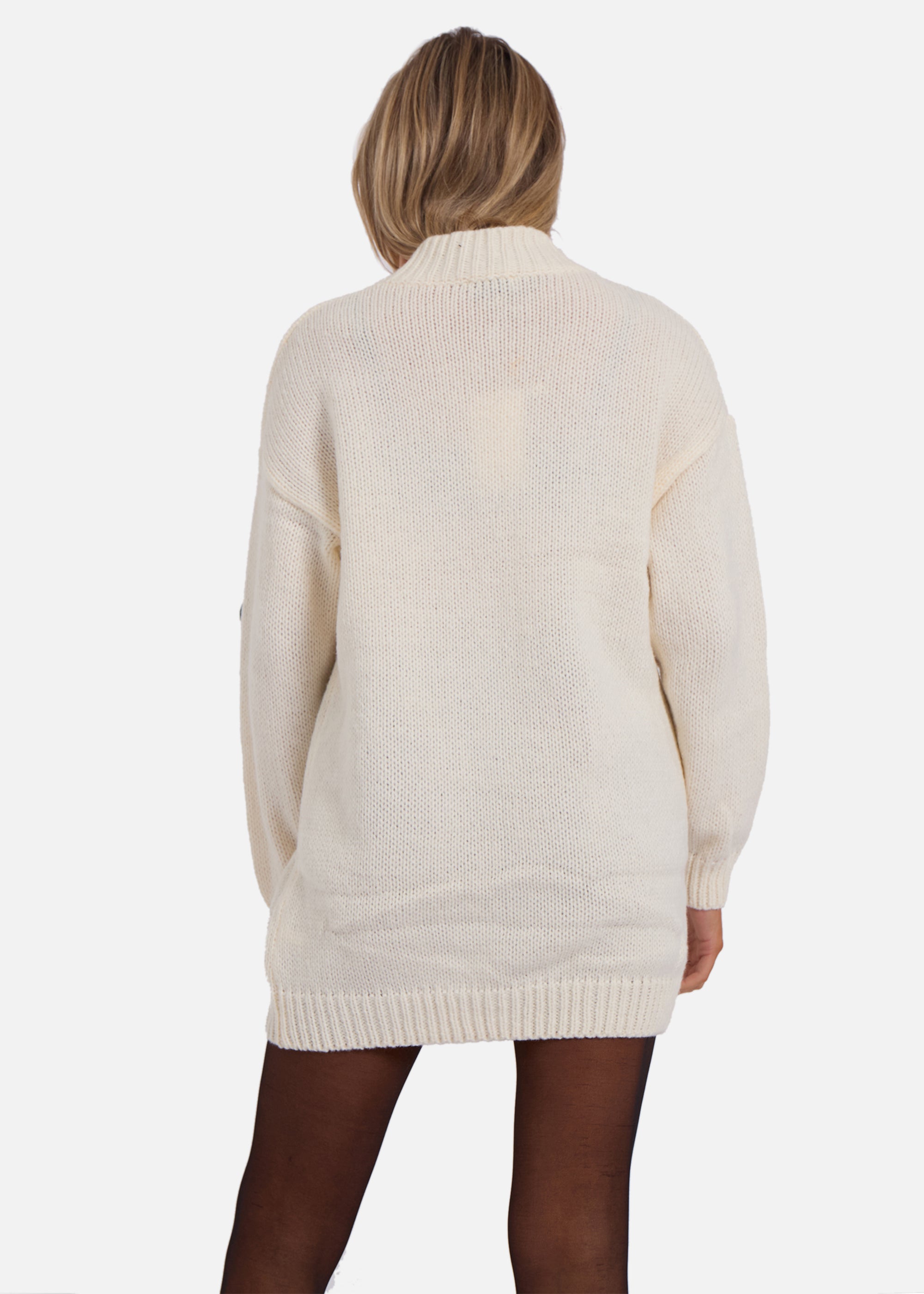 Cream Floral Appliqué High Neck Oversized Jumper