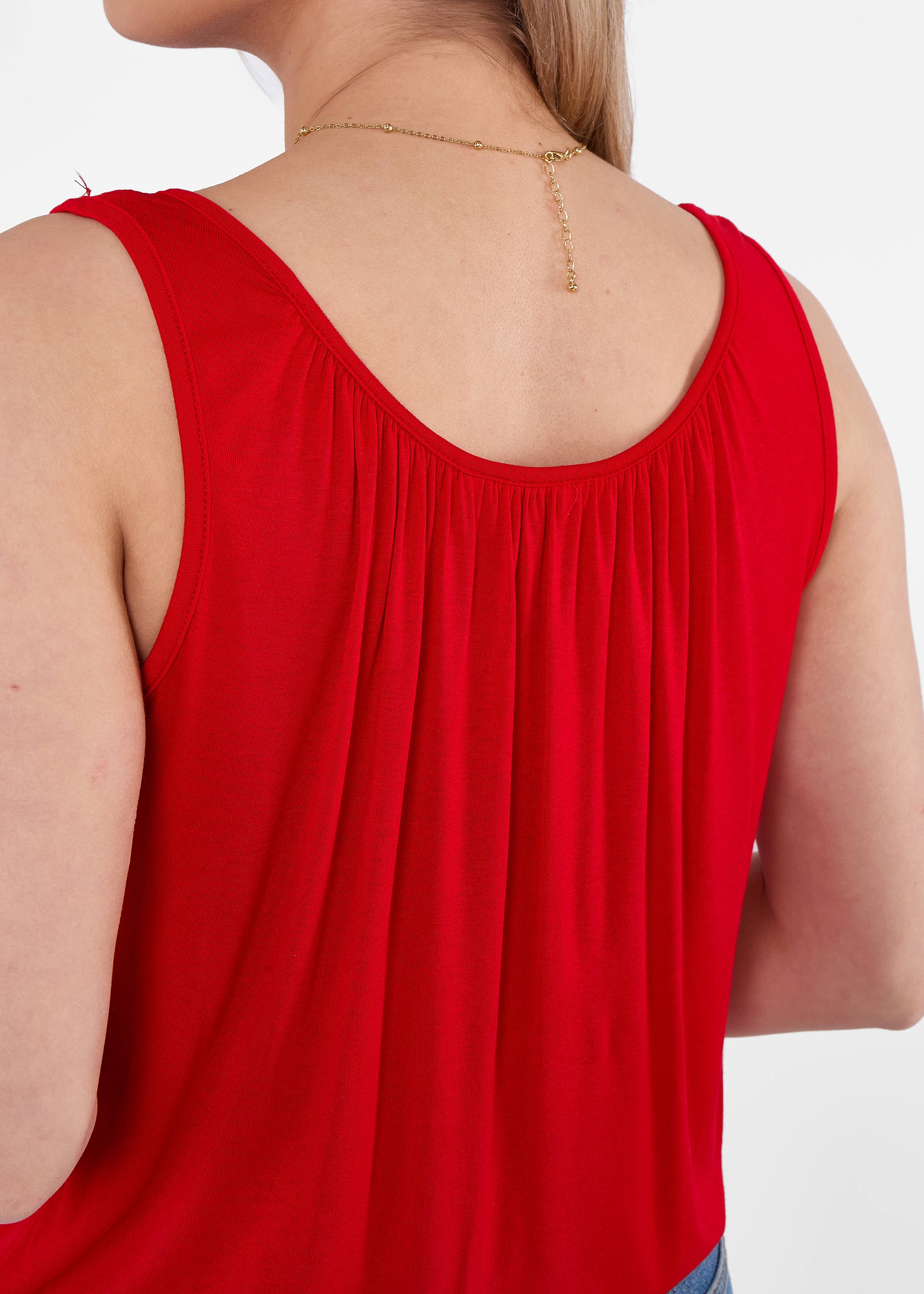 Red Round Neck Oversized Sleeveless Top