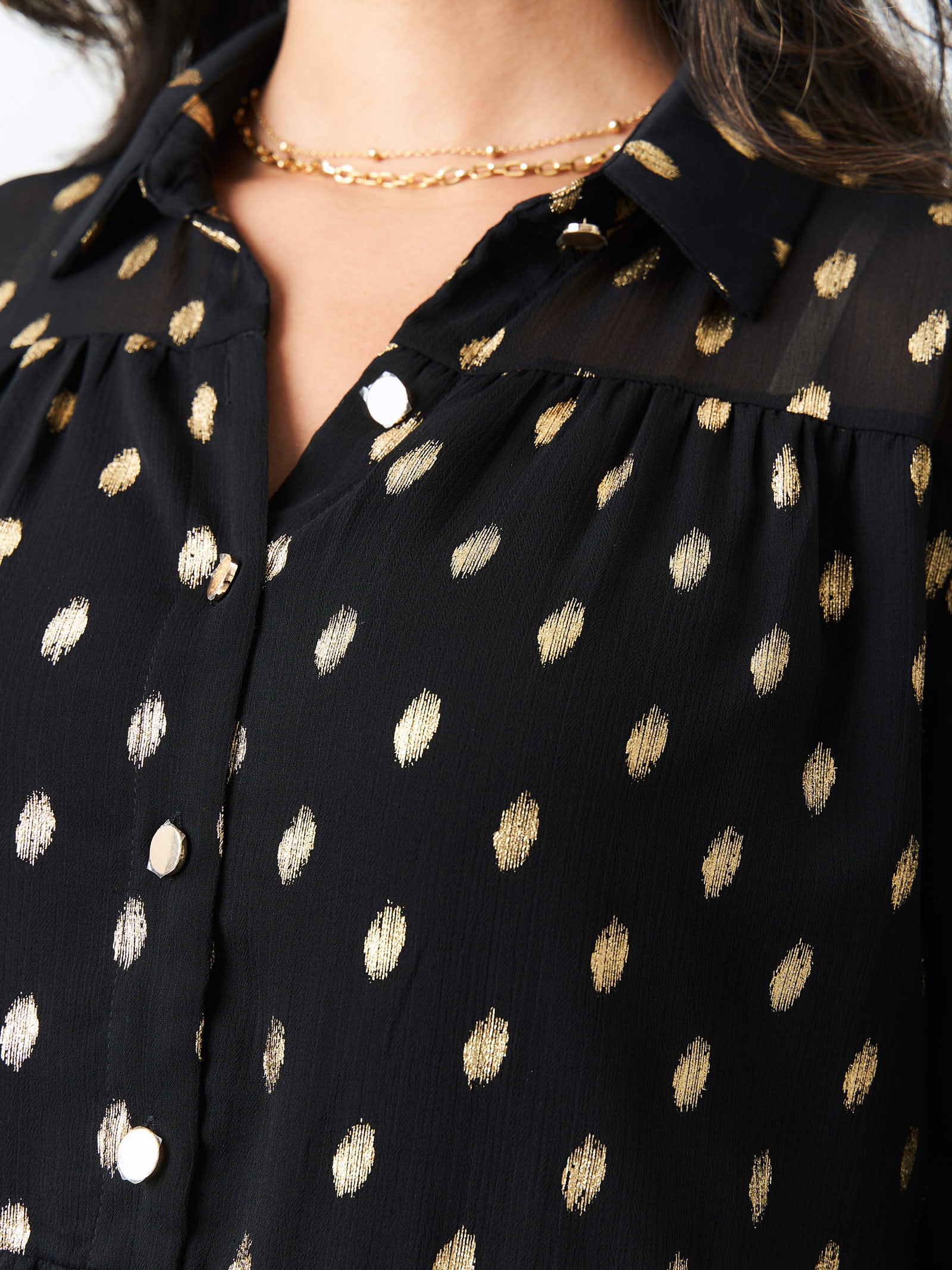 Black Foil Print Smock Shirt Dress