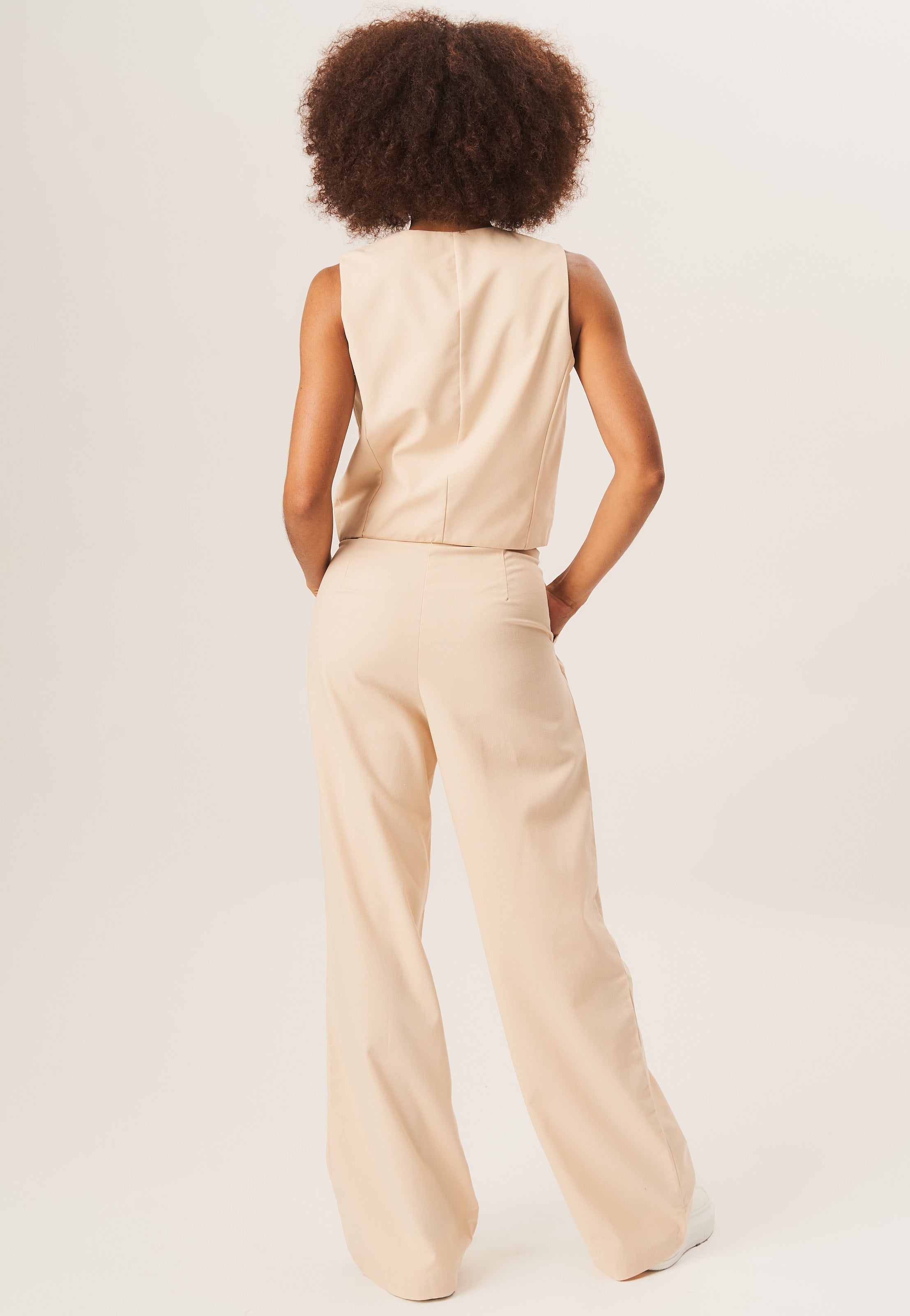 Stone Tailored Cotton Wide Leg Trousers