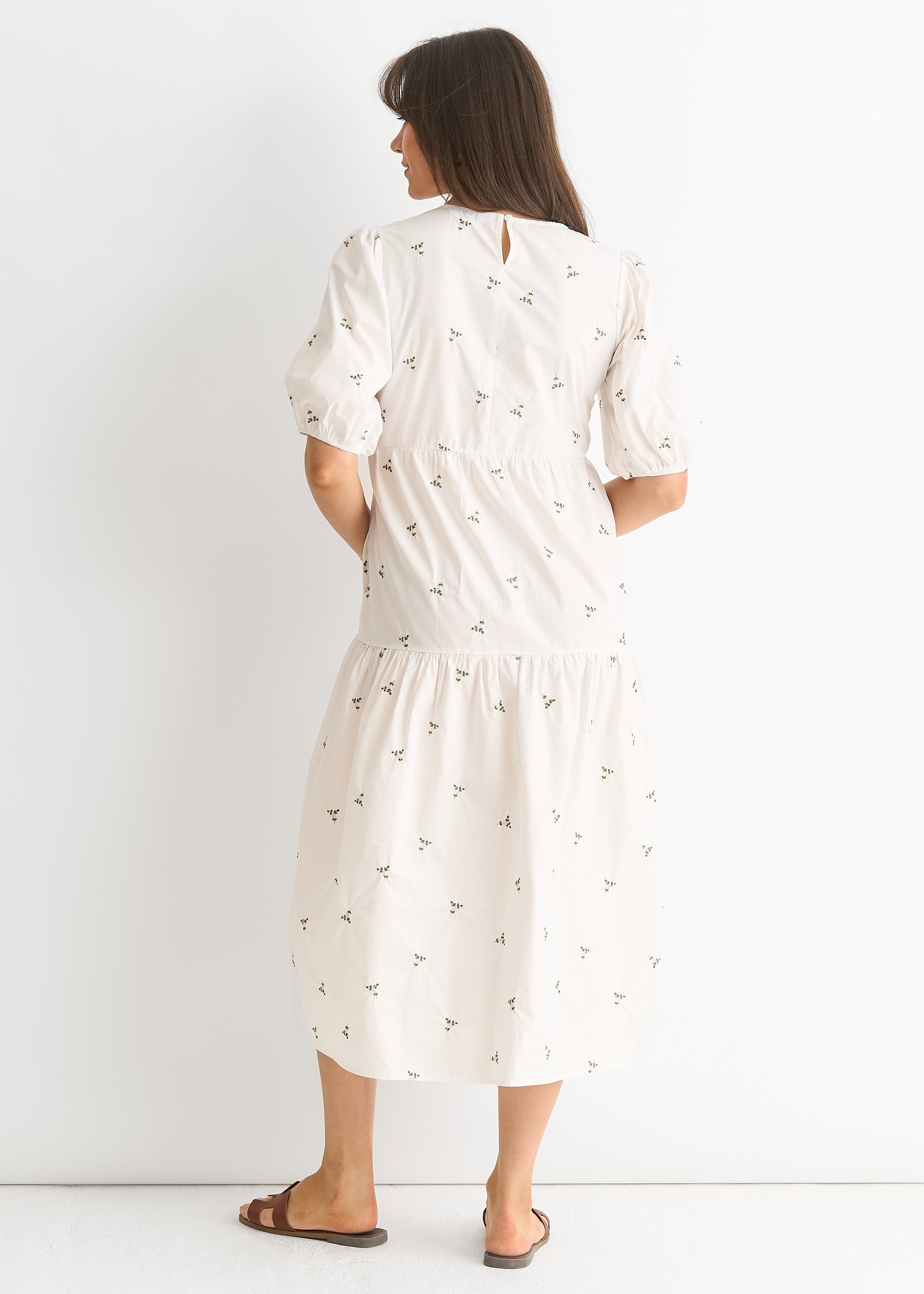 Broderie Cotton Smock Midi Dress