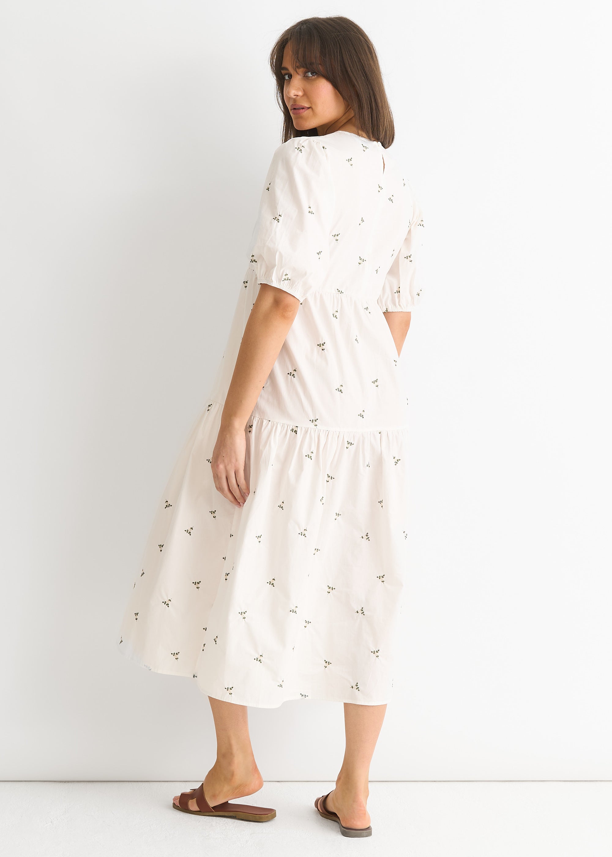 Broderie Cotton Smock Midi Dress