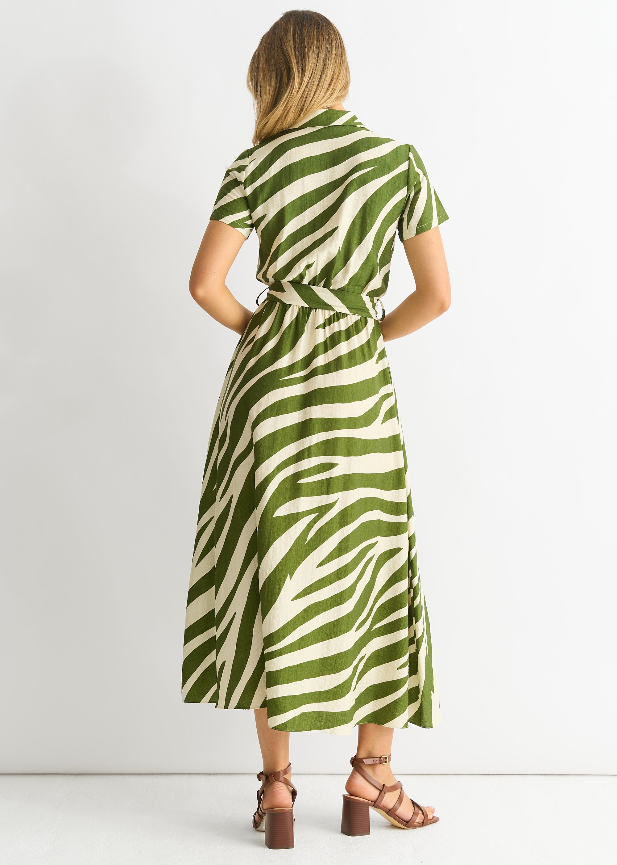 Zebra Print Viscose Shirt Dress