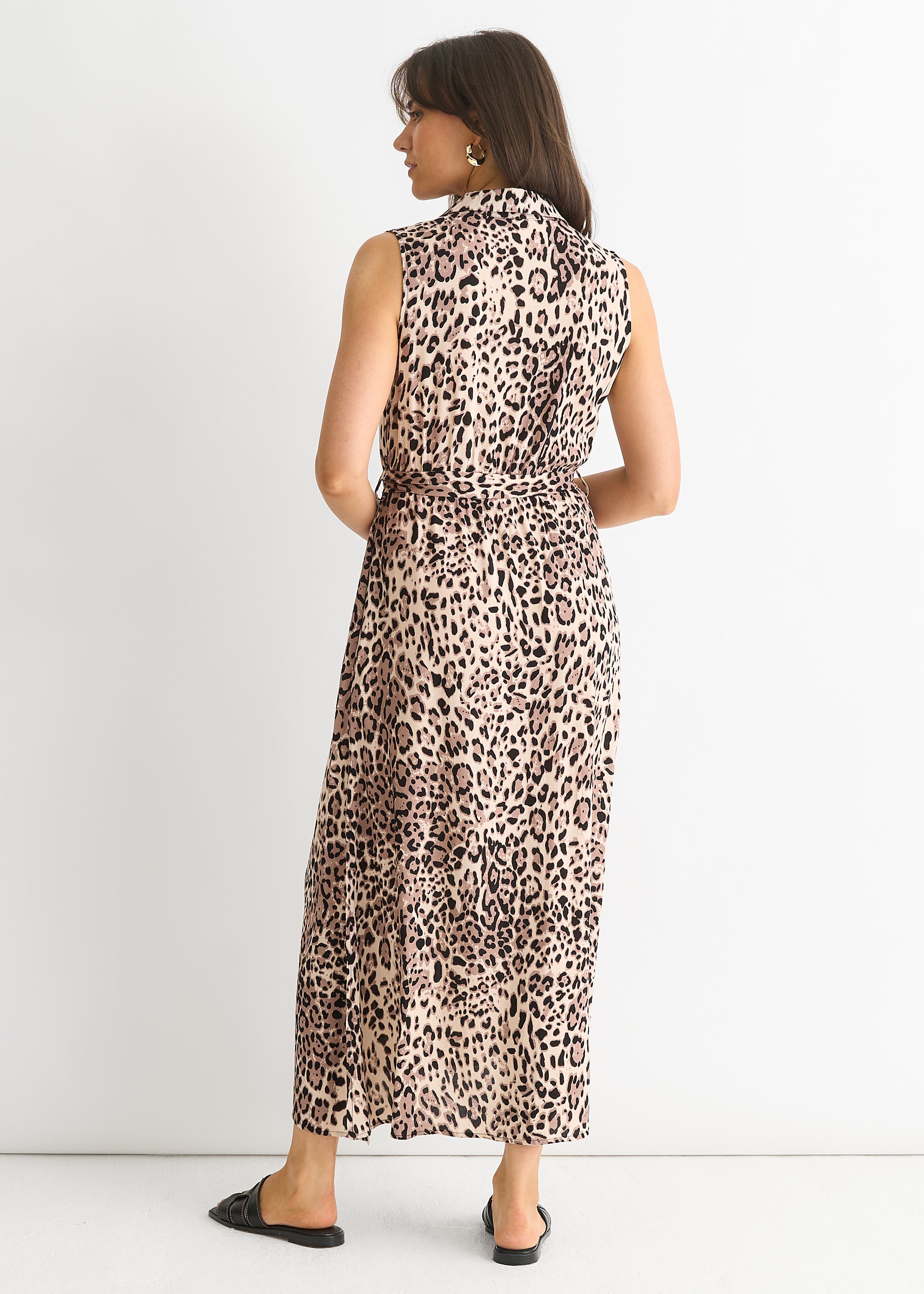 Animal Print Pocket Detail Shirt Dress