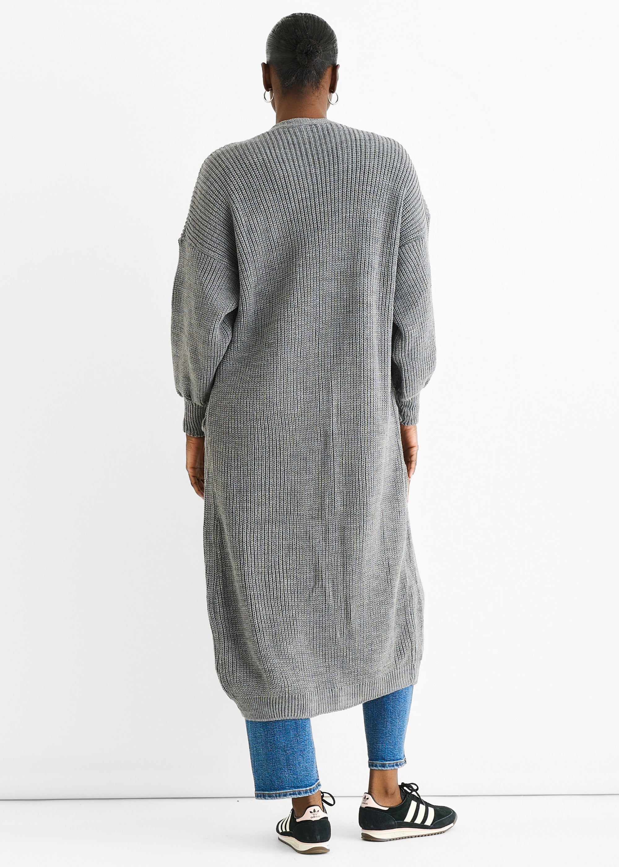 Dark Grey Chunky Knit Long Cardigan