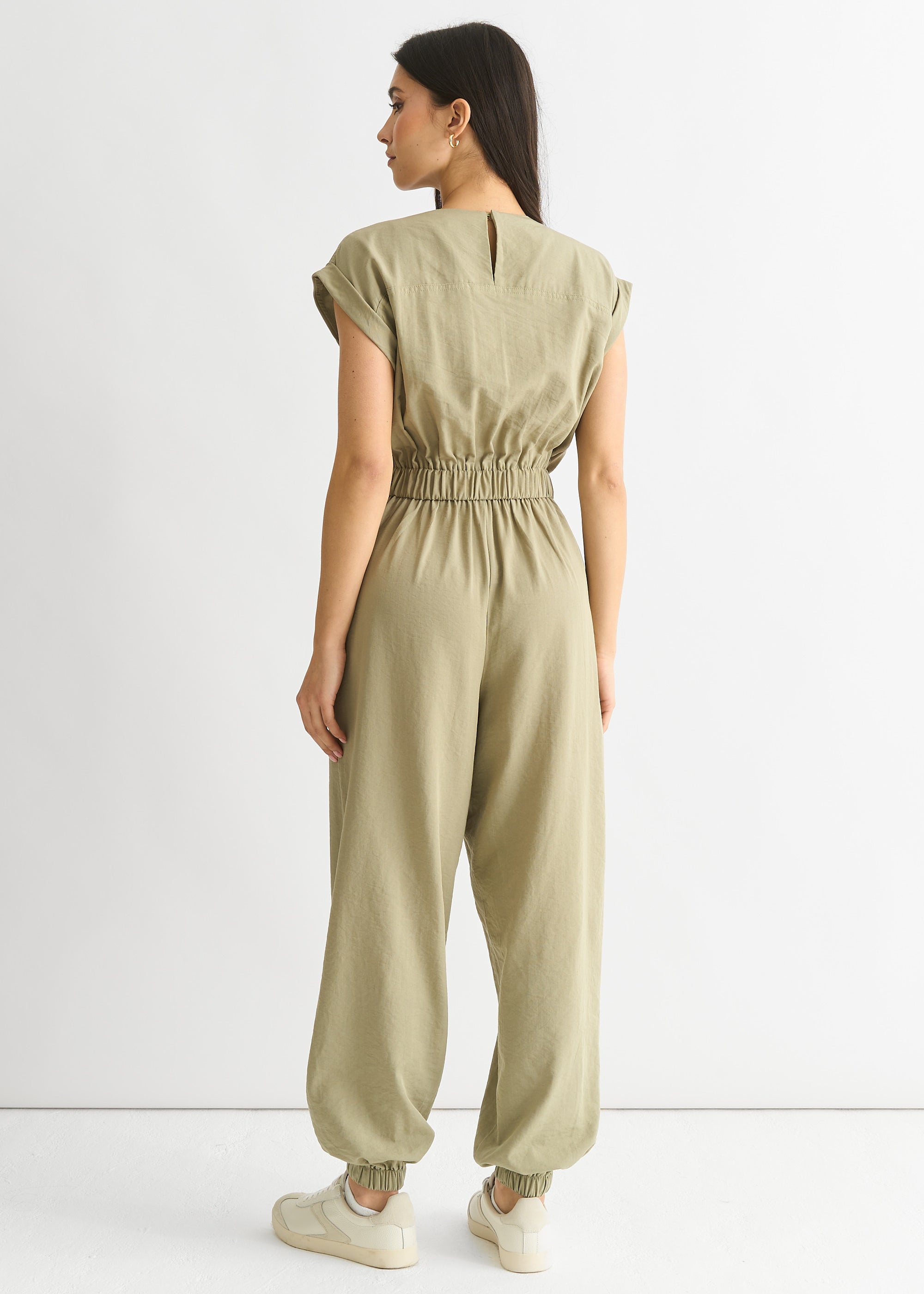 Sage Green Wrap Belted Utility Jumpsuit