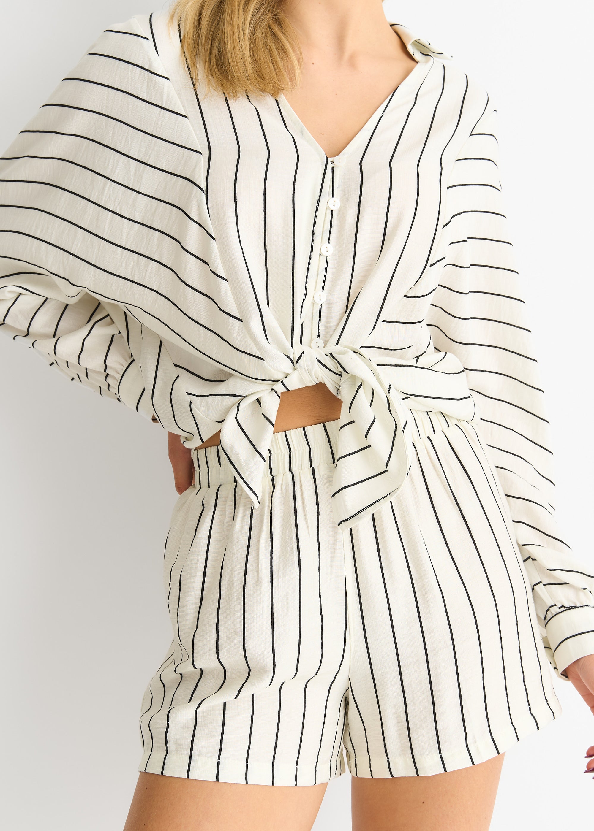 Stripe Viscose Elasticated Waist Shorts
