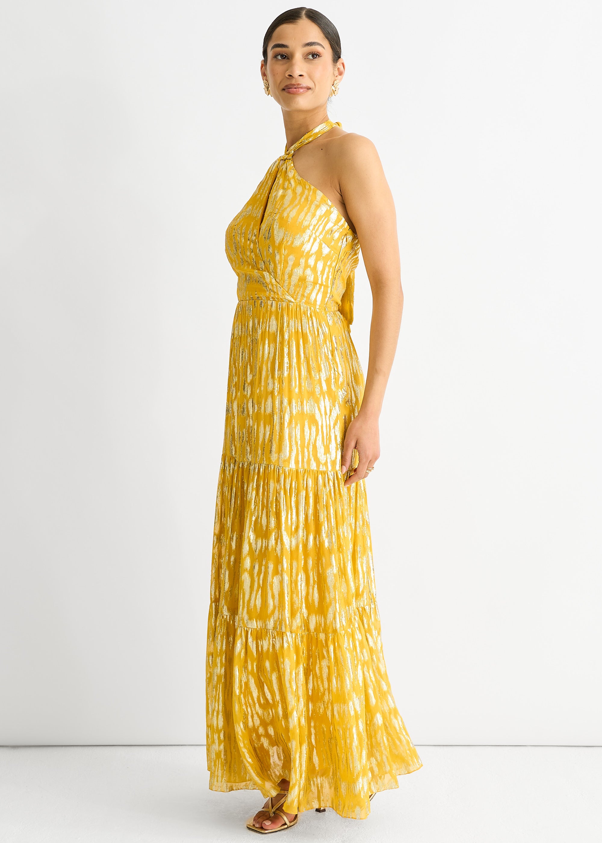 Animal Jacquard Halter Neck Maxi dress