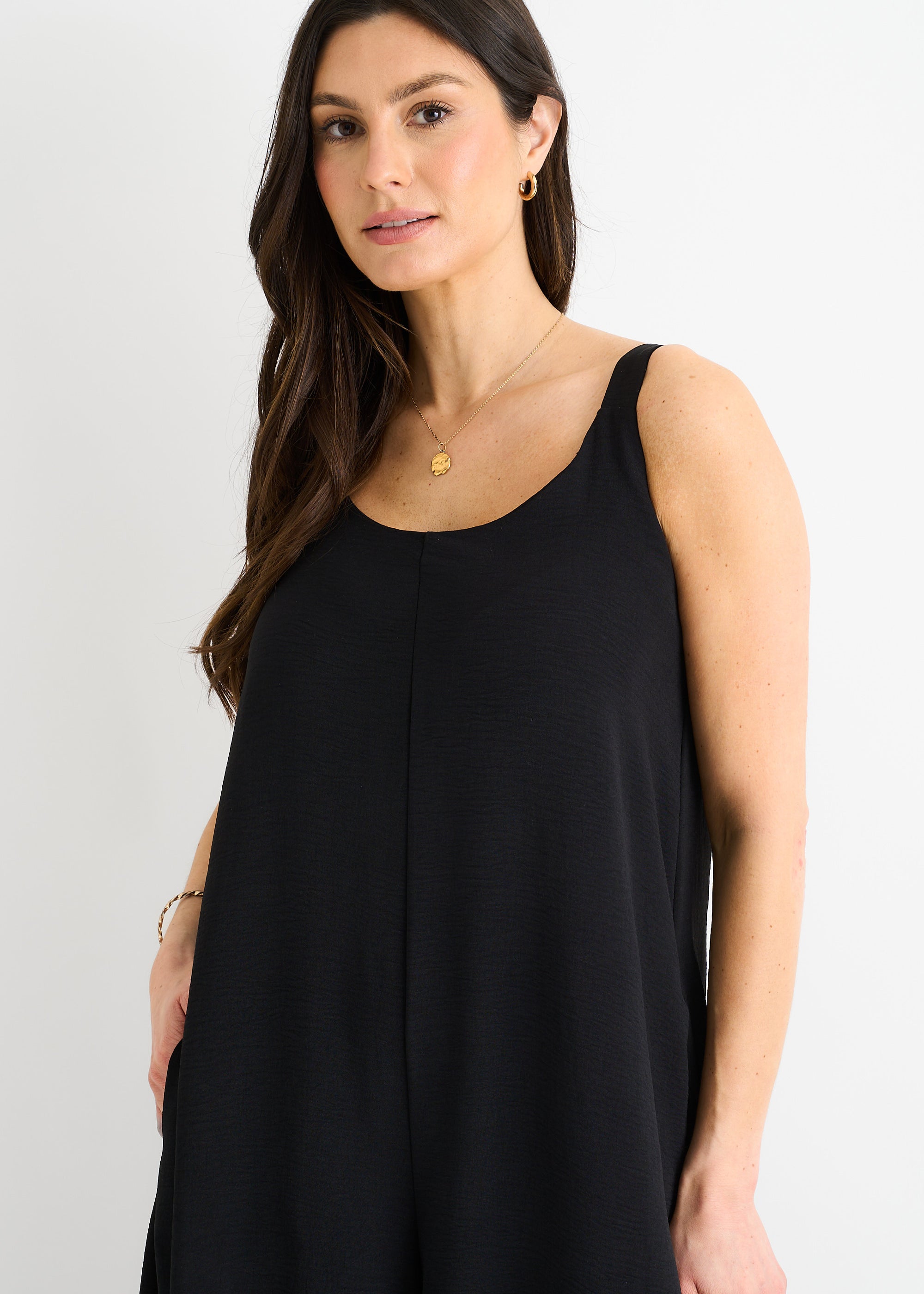 Black Air Flow Strappy Wide leg Jumpsuit
