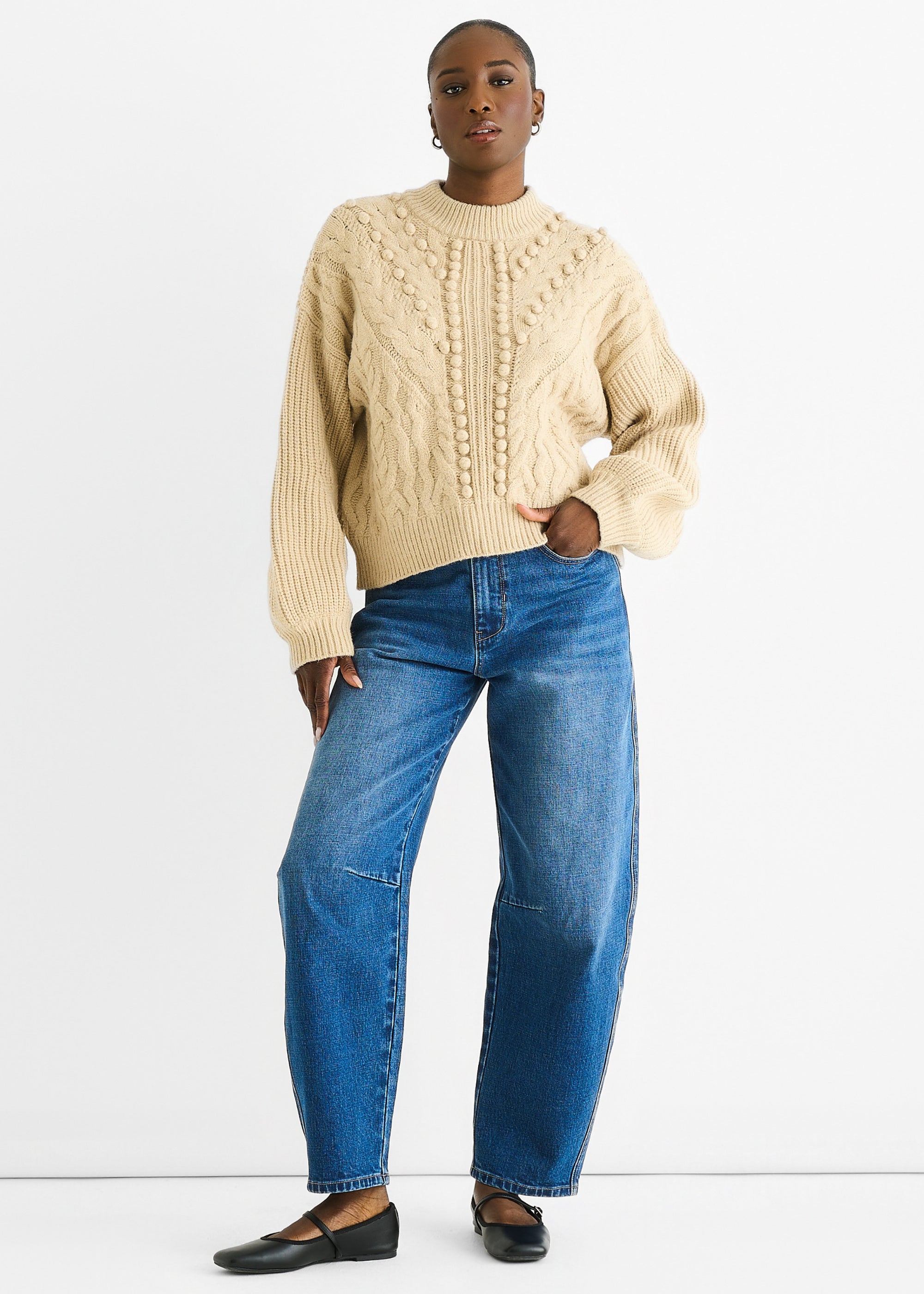 Beige Chunky Knit Oversized Knit Jumper