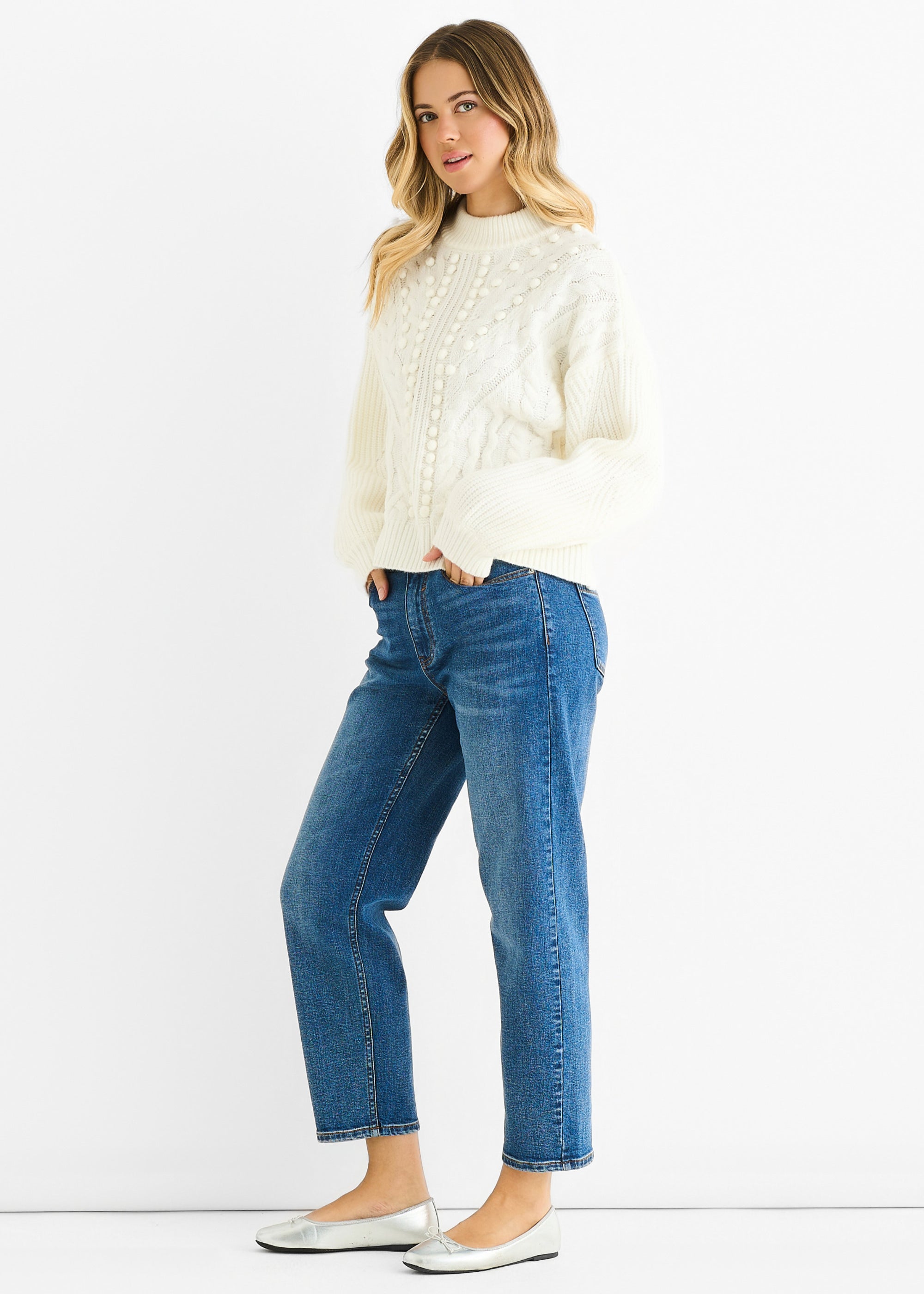 White Chunky Knit Oversized Knit Jumper