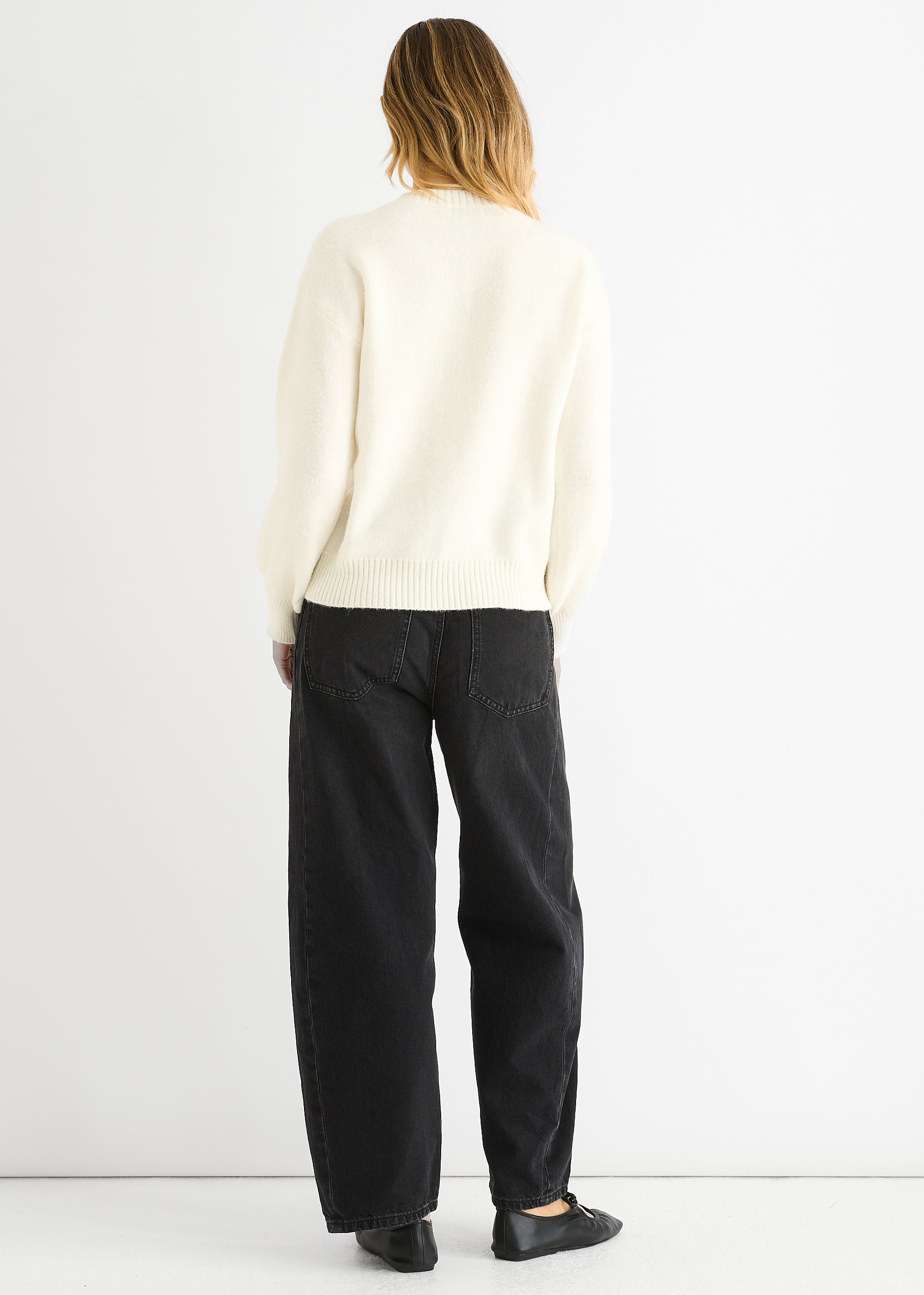 Cream Contrast Bow pattern Oversized Jumper