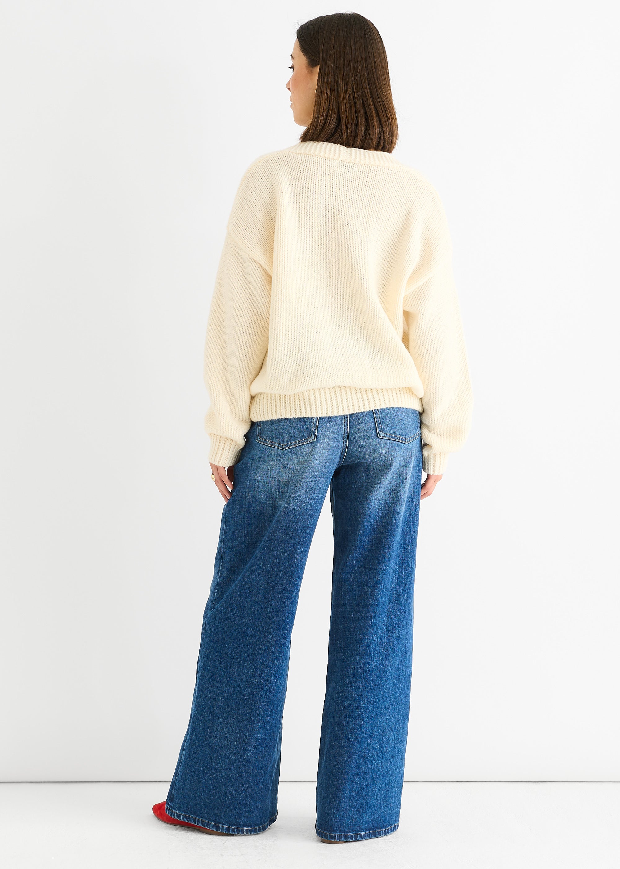 Cream Contrast Strawberry Knitted Short Cardigan
