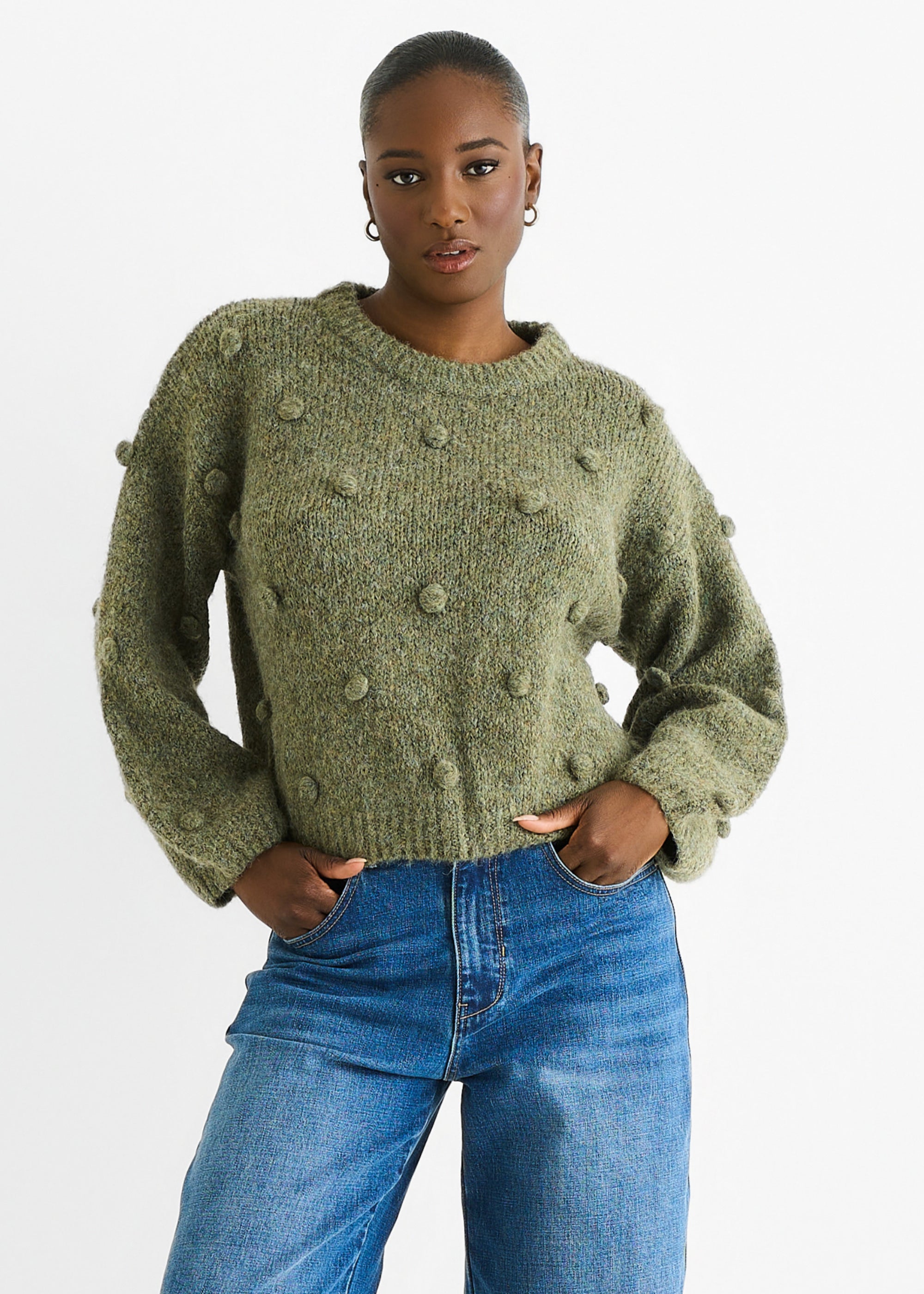 Green Wool Mix Oversized Knit Jumper