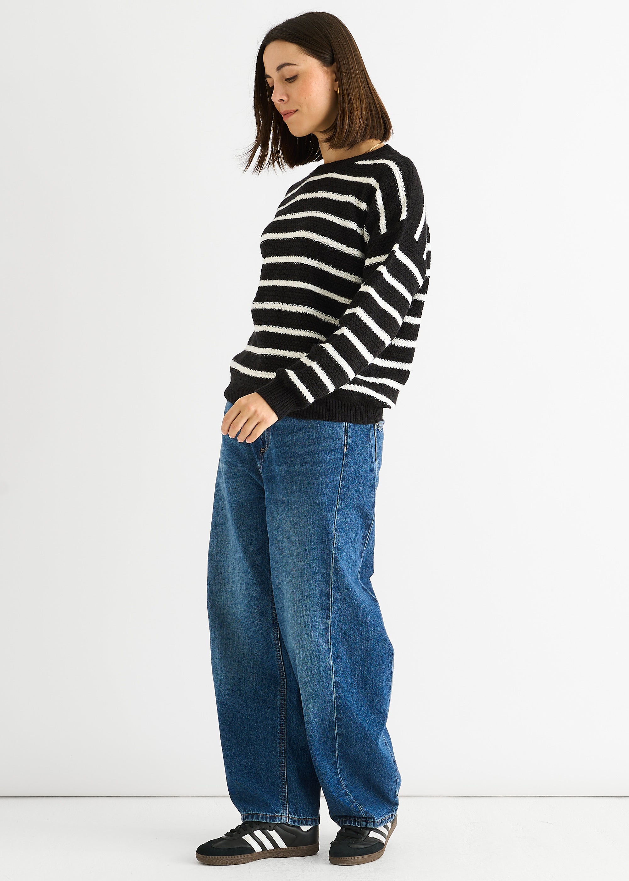 Black Stripe Chunky Knit Oversized Jumper