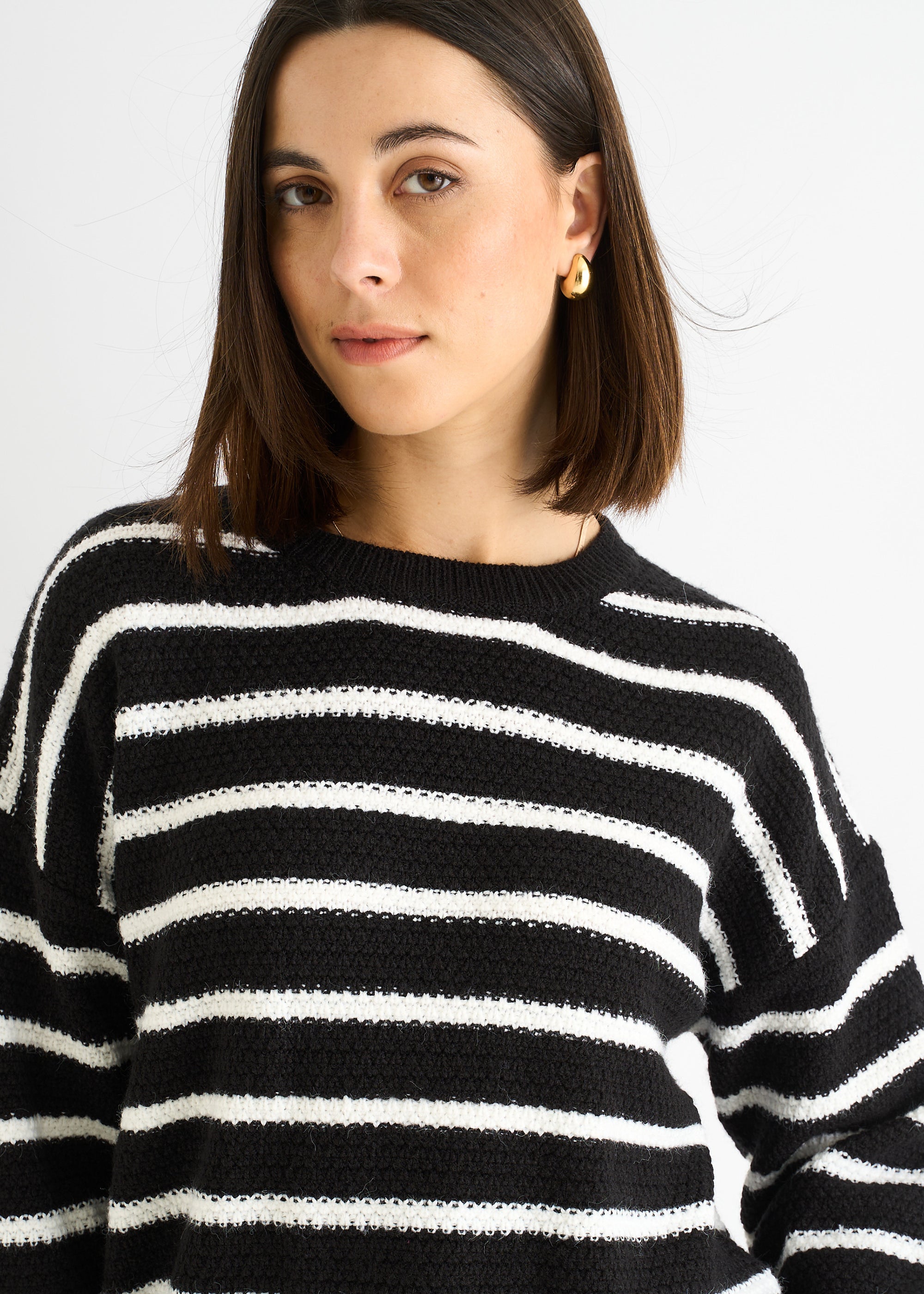 Black Stripe Chunky Knit Oversized Jumper