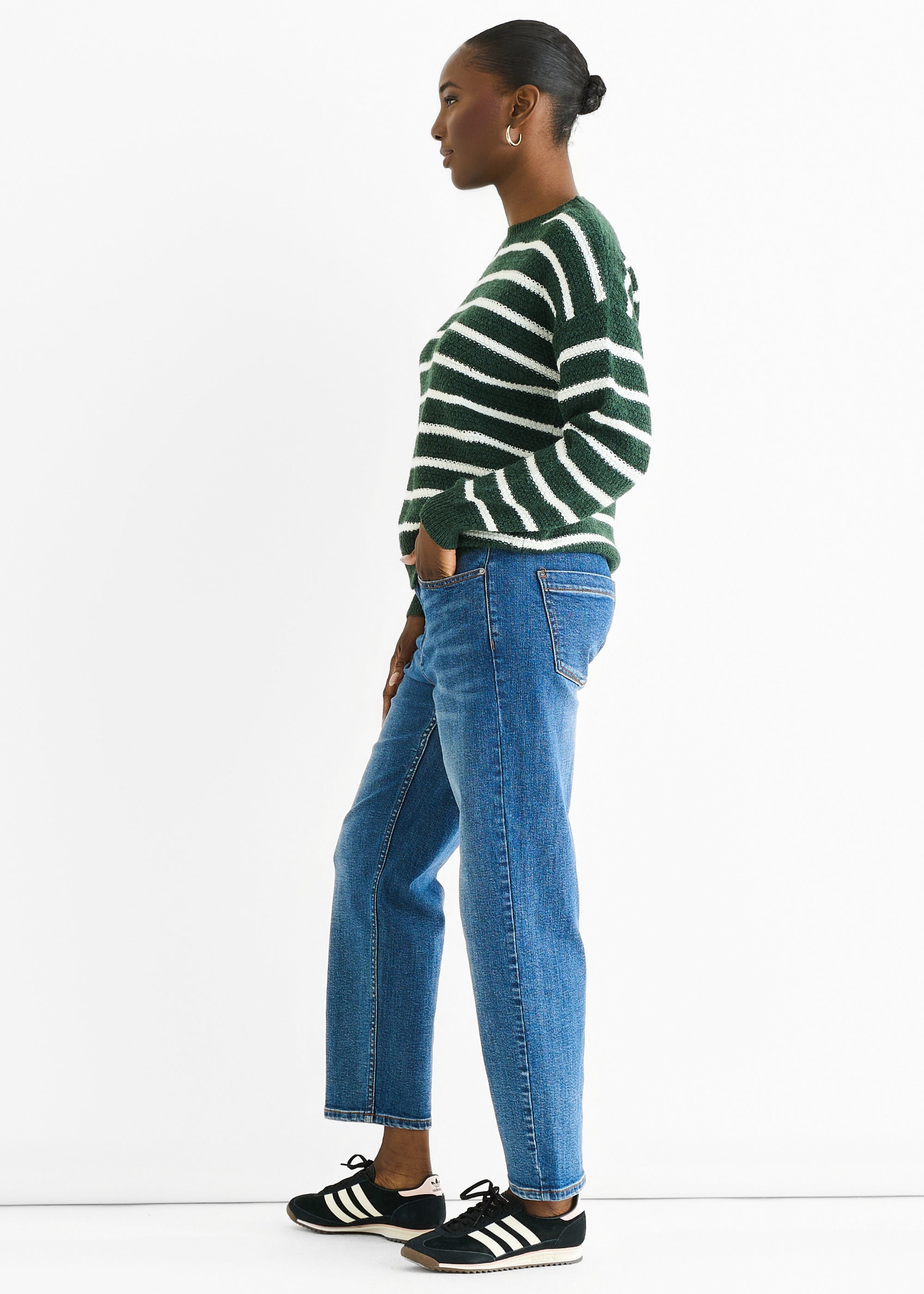 Green Stripe Chunky Knit Oversized Jumper