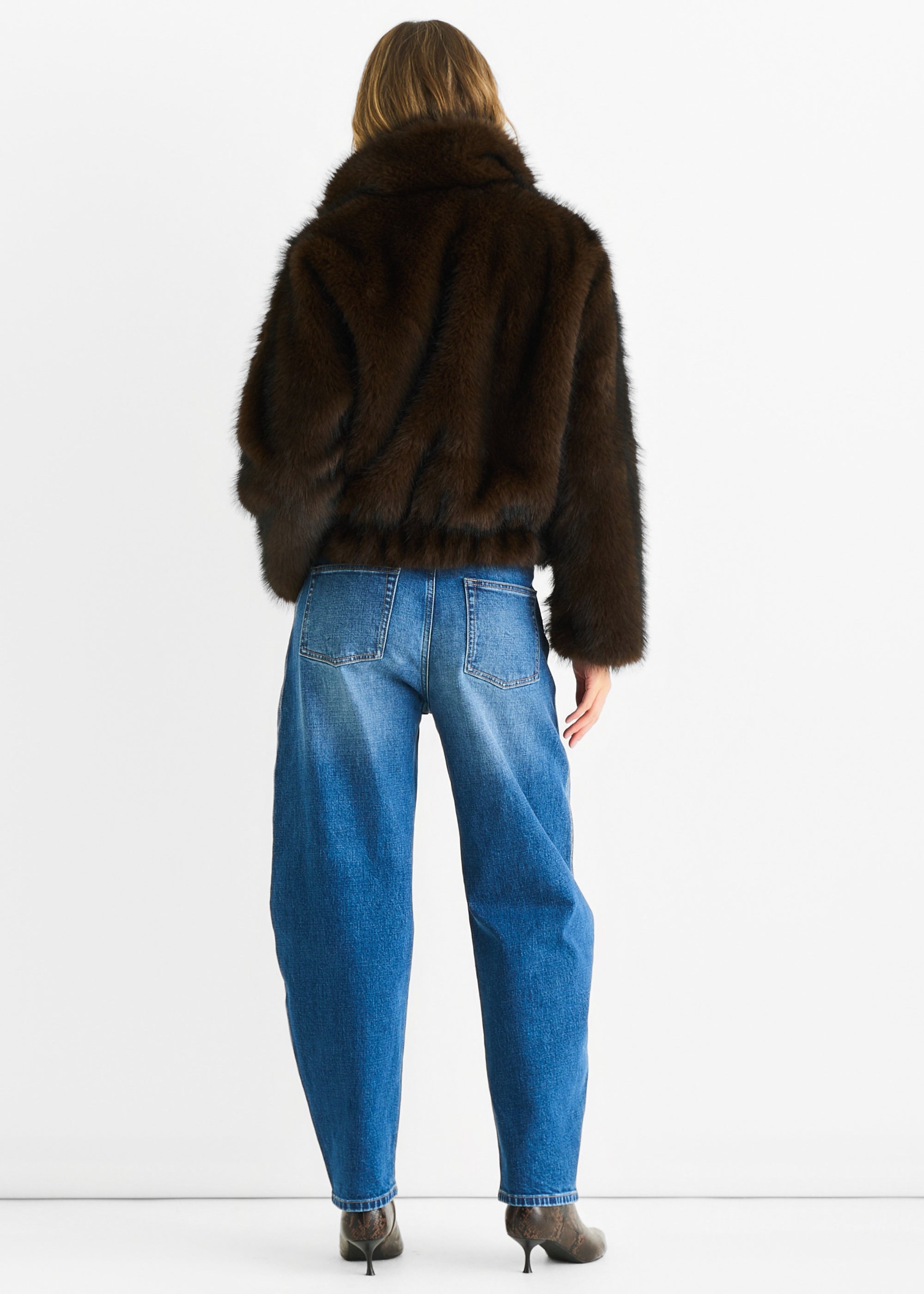 Coffee Premium Ombre  Faux Fur Jacket